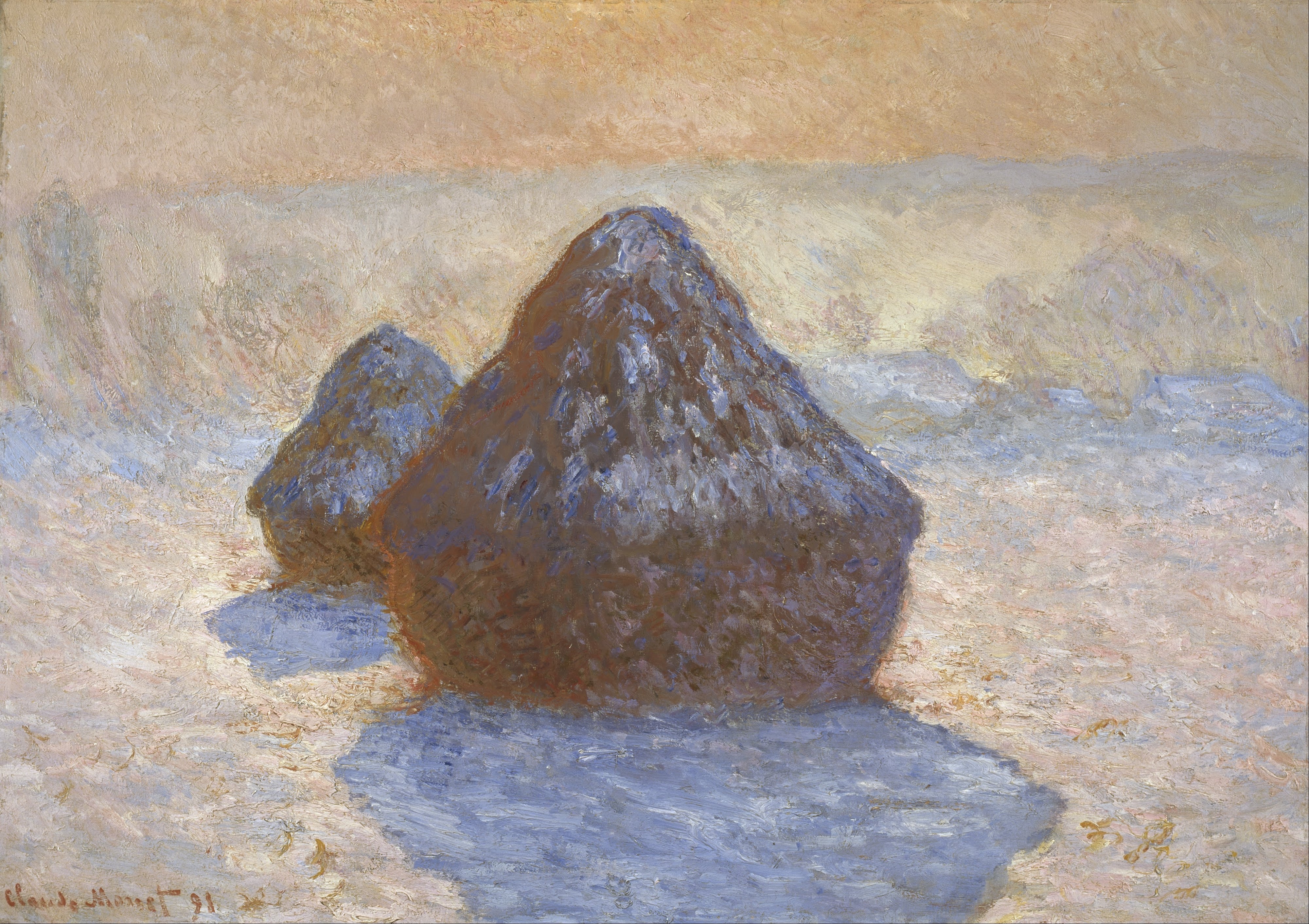 《干草堆 – 雪效果》（Haystacks- Snow Effect）｜克劳德·莫奈 Claude Monet｜1891