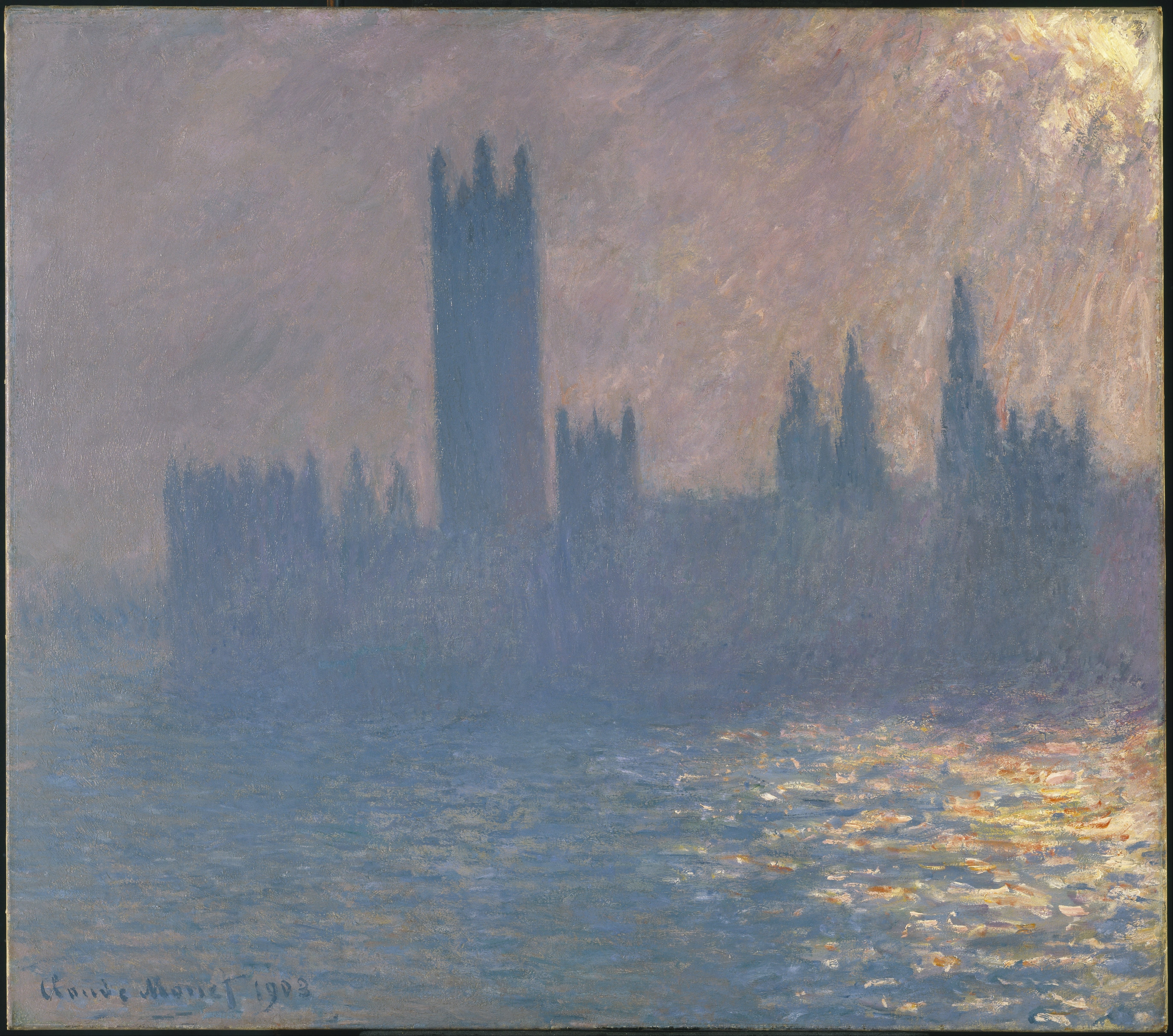 《议会大厦，阳光效应》（Houses of Parliament, Sunlight Effect (Le Parlement, effet de soleil)）｜克劳德·莫奈 Claude Monet｜1903