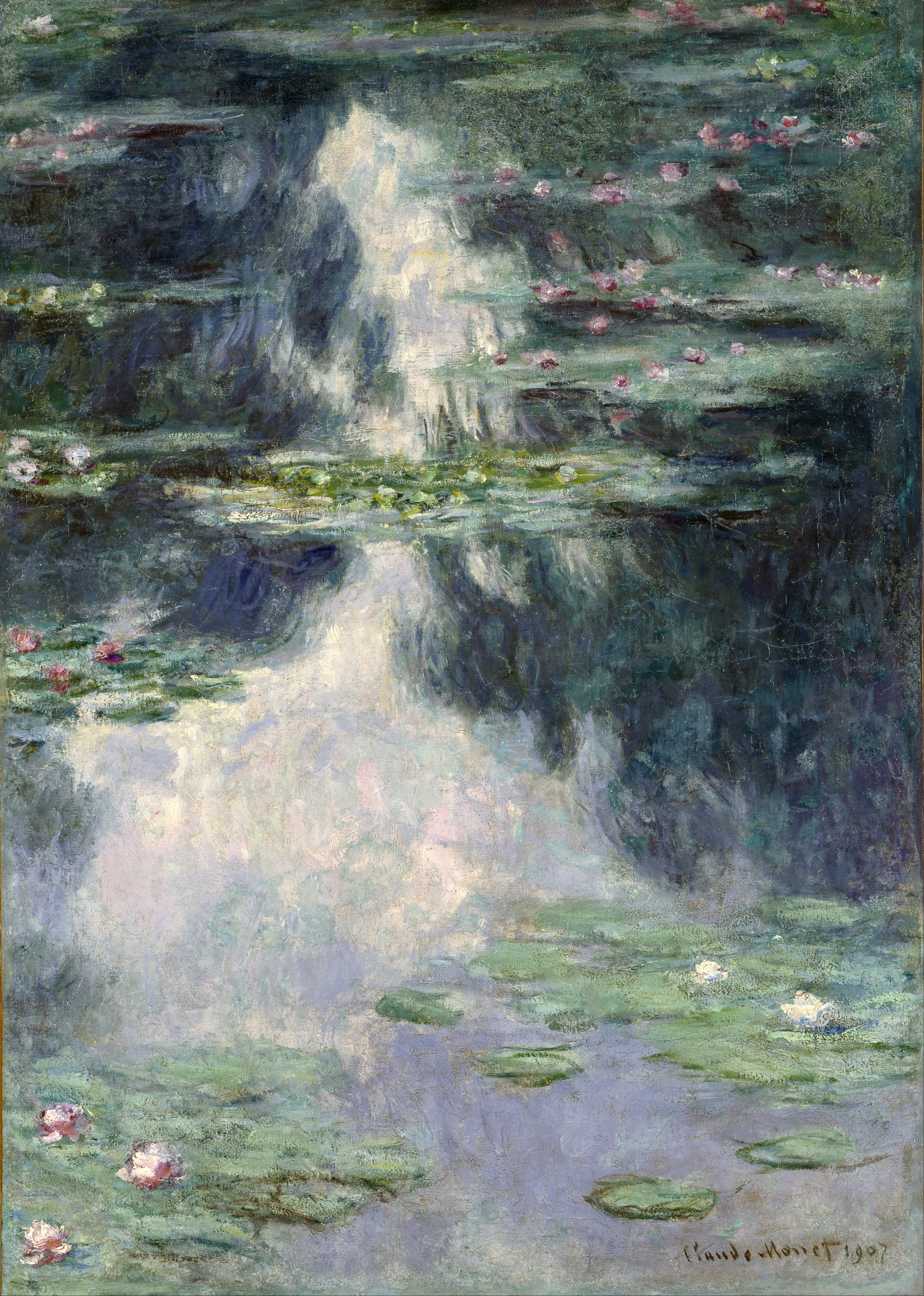 《有睡莲的池塘》（Pond with Water Lilies）｜克劳德·莫奈 Claude Monet｜1907