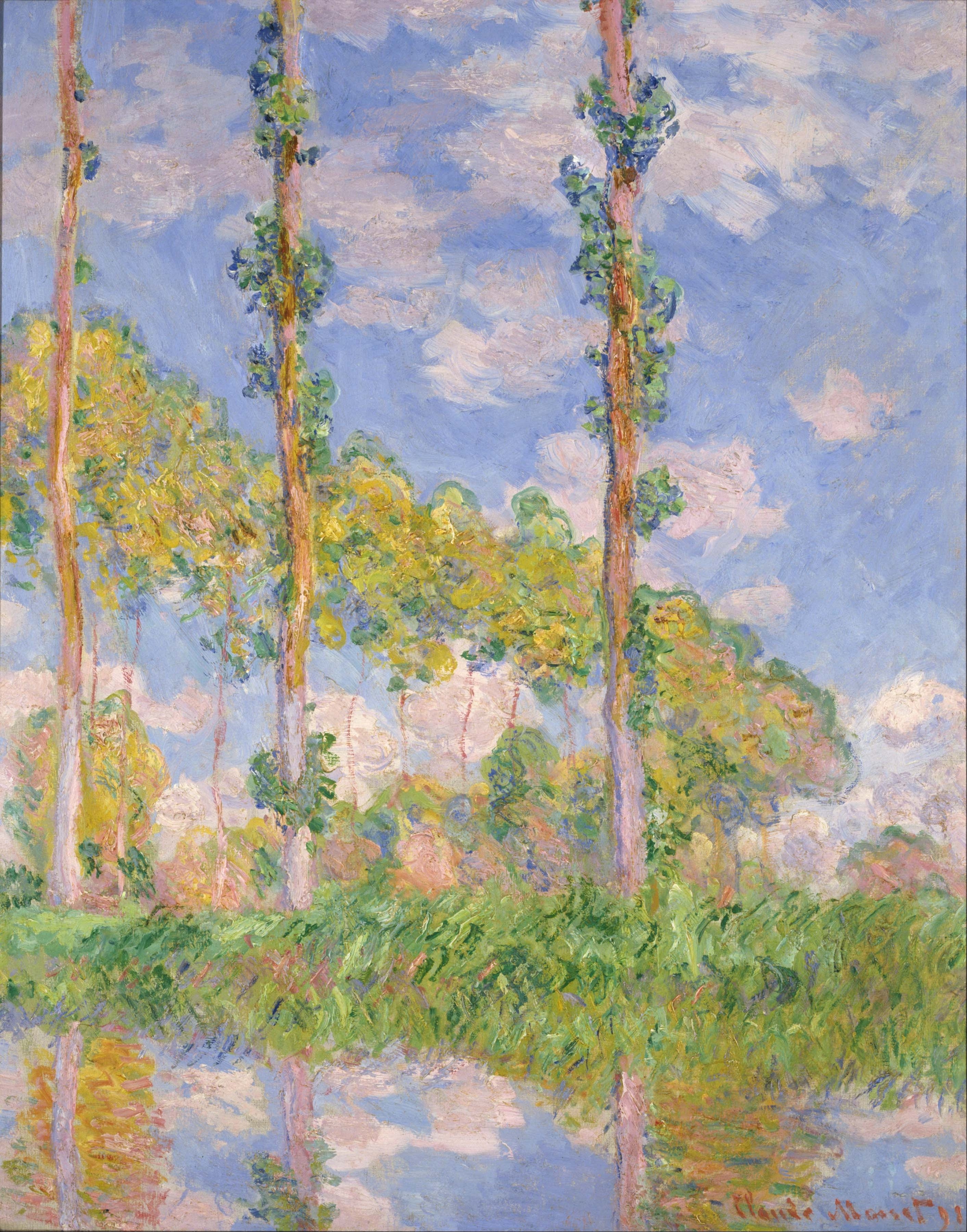 《阳光下的白杨树》（Poplars in the Sun）｜克劳德·莫奈 Claude Monet｜1891