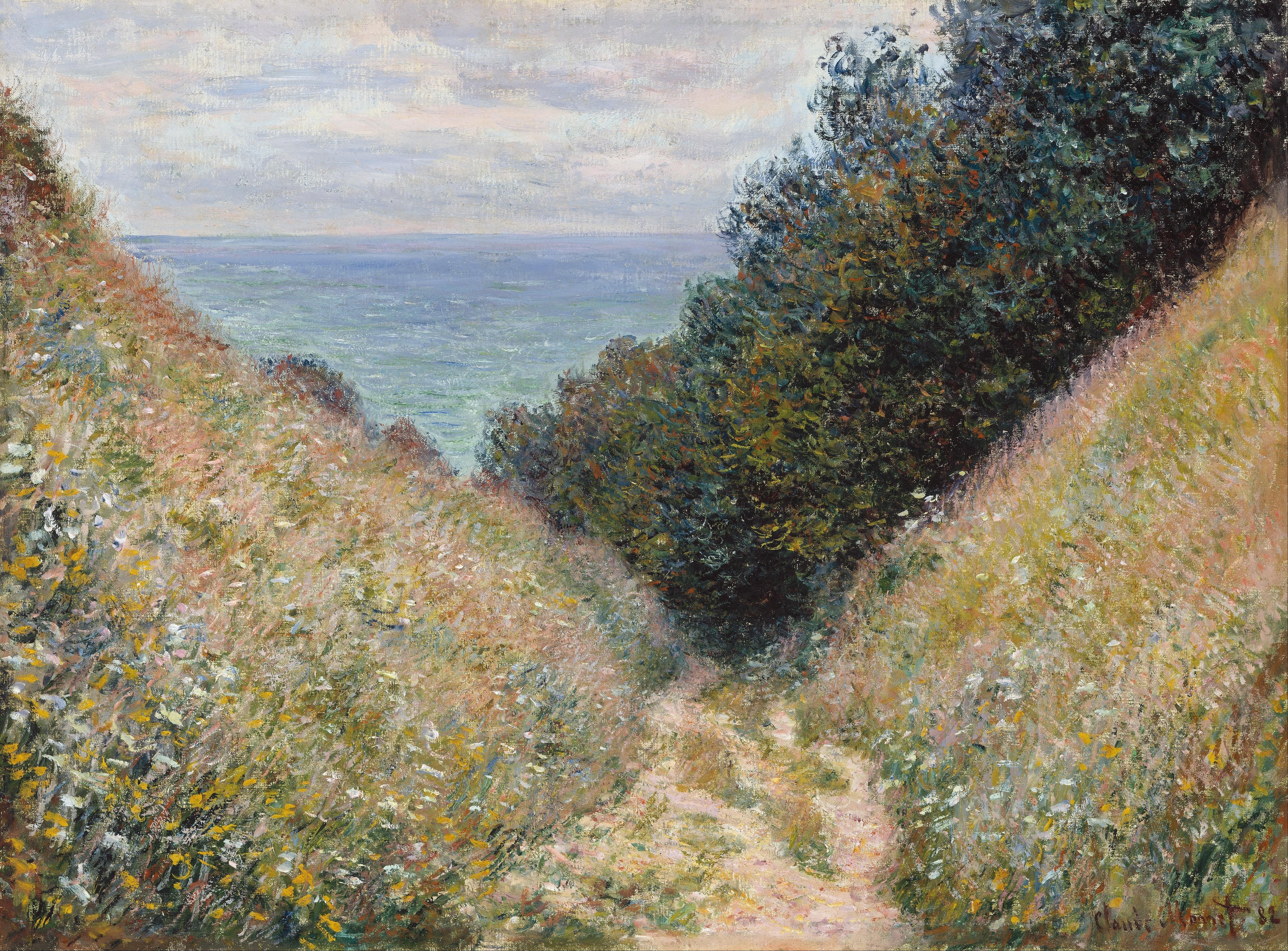 《普尔维尔拉卡韦小路》（Road at La Cavée, Pourville）｜克劳德·莫奈 Claude Monet｜1882