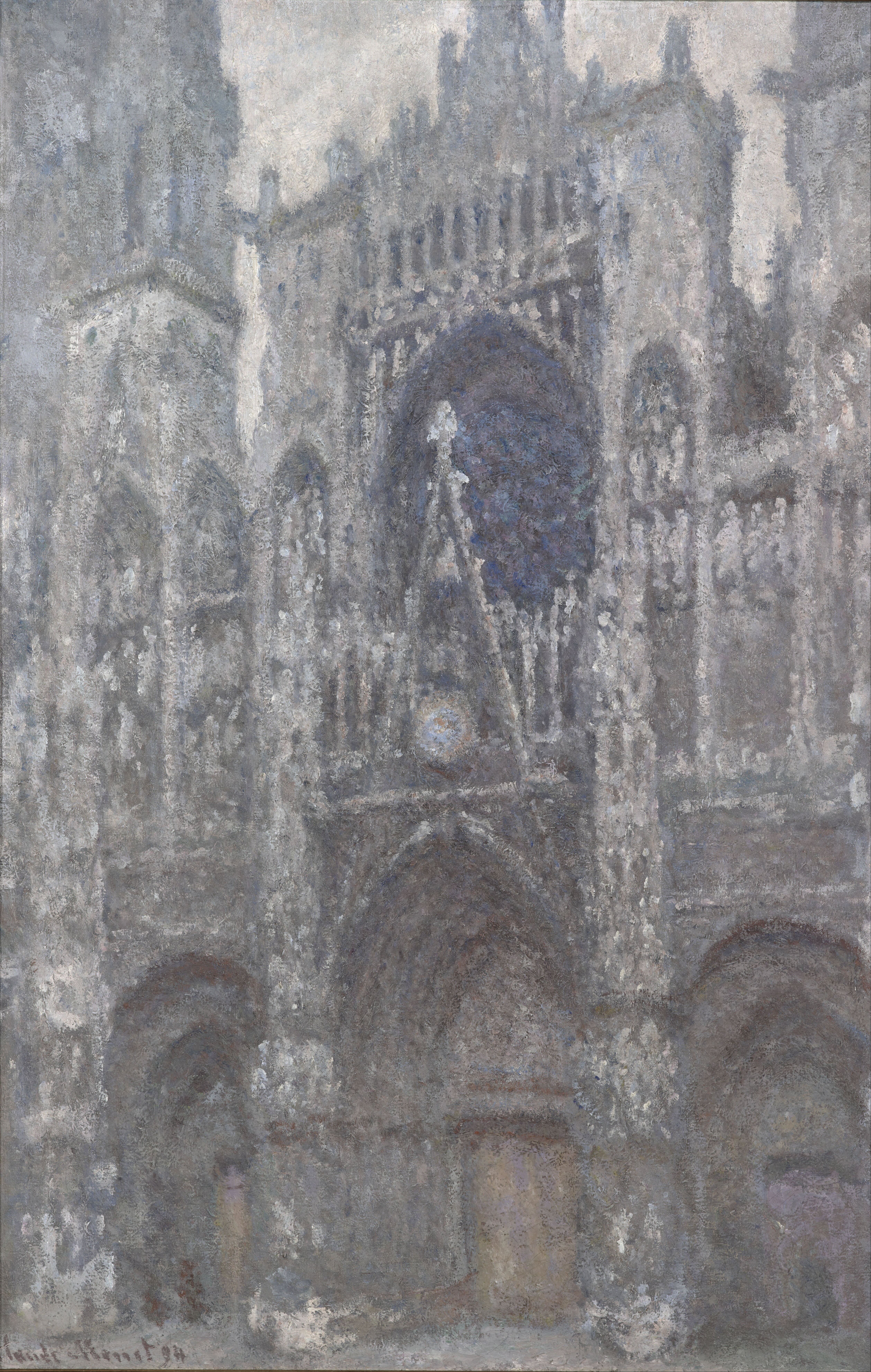 《鲁昂大教堂。门户网站，灰色天气》（The Cathedral in Rouen. The portal, Grey Weather）｜克劳德·莫奈 Claude Monet｜1892