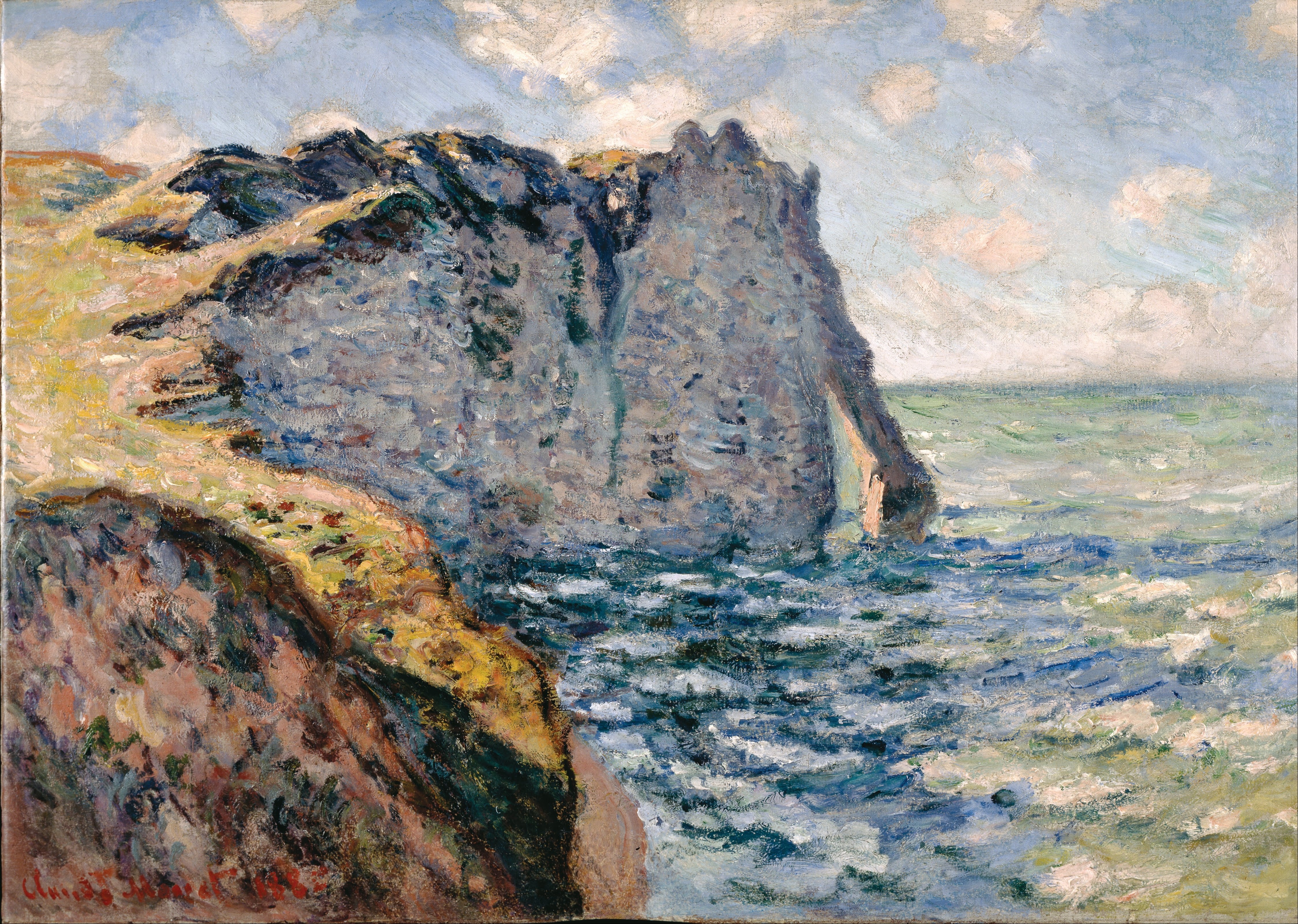 《阿瓦尔悬崖，埃特勒塔》（The Cliff of Aval, Etrétat）｜克劳德·莫奈 Claude Monet｜1885