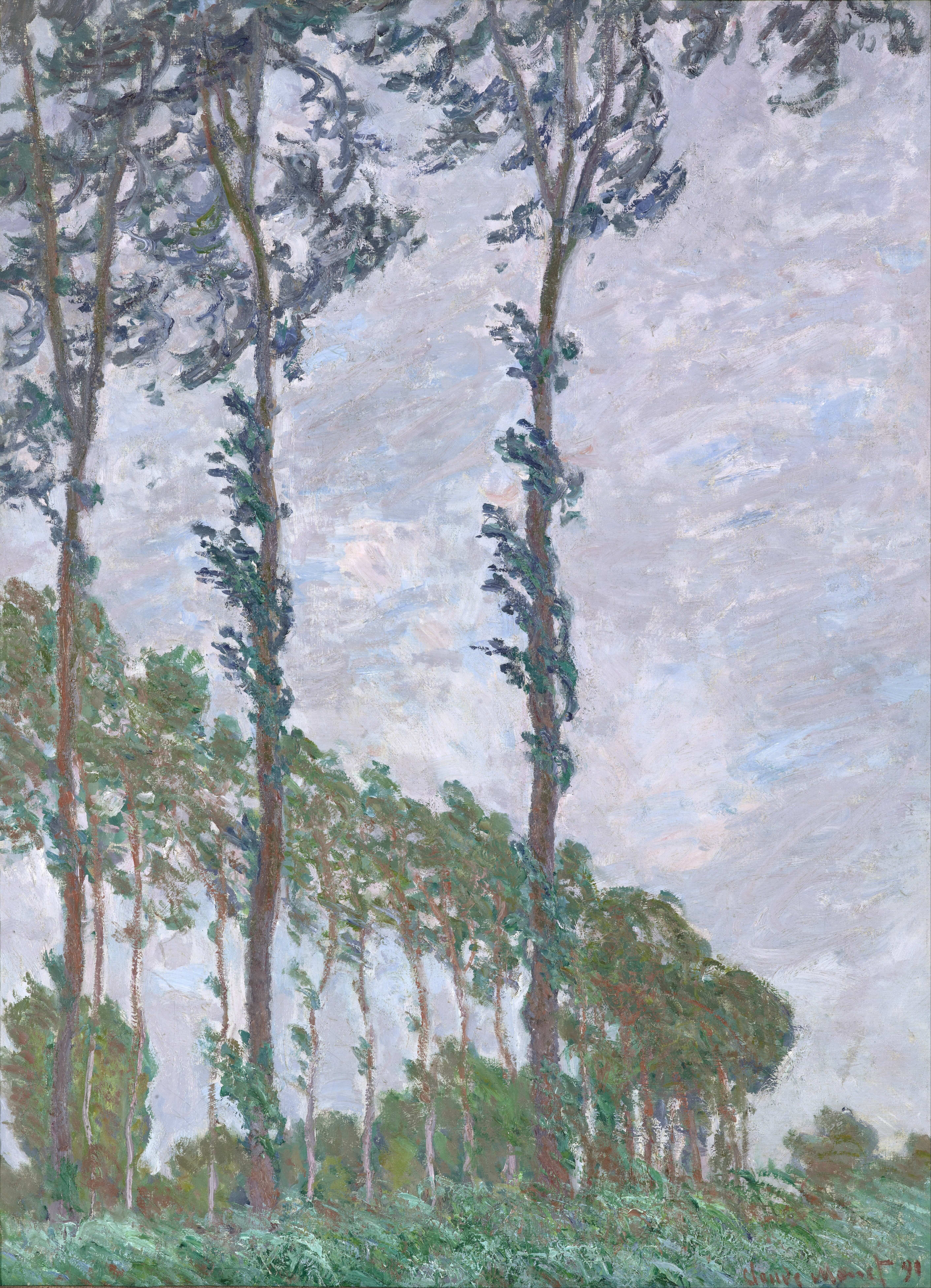 《风的效果，白杨系列》（Wind Effect, Series of The Poplars）｜克劳德·莫奈 Claude Monet｜1891