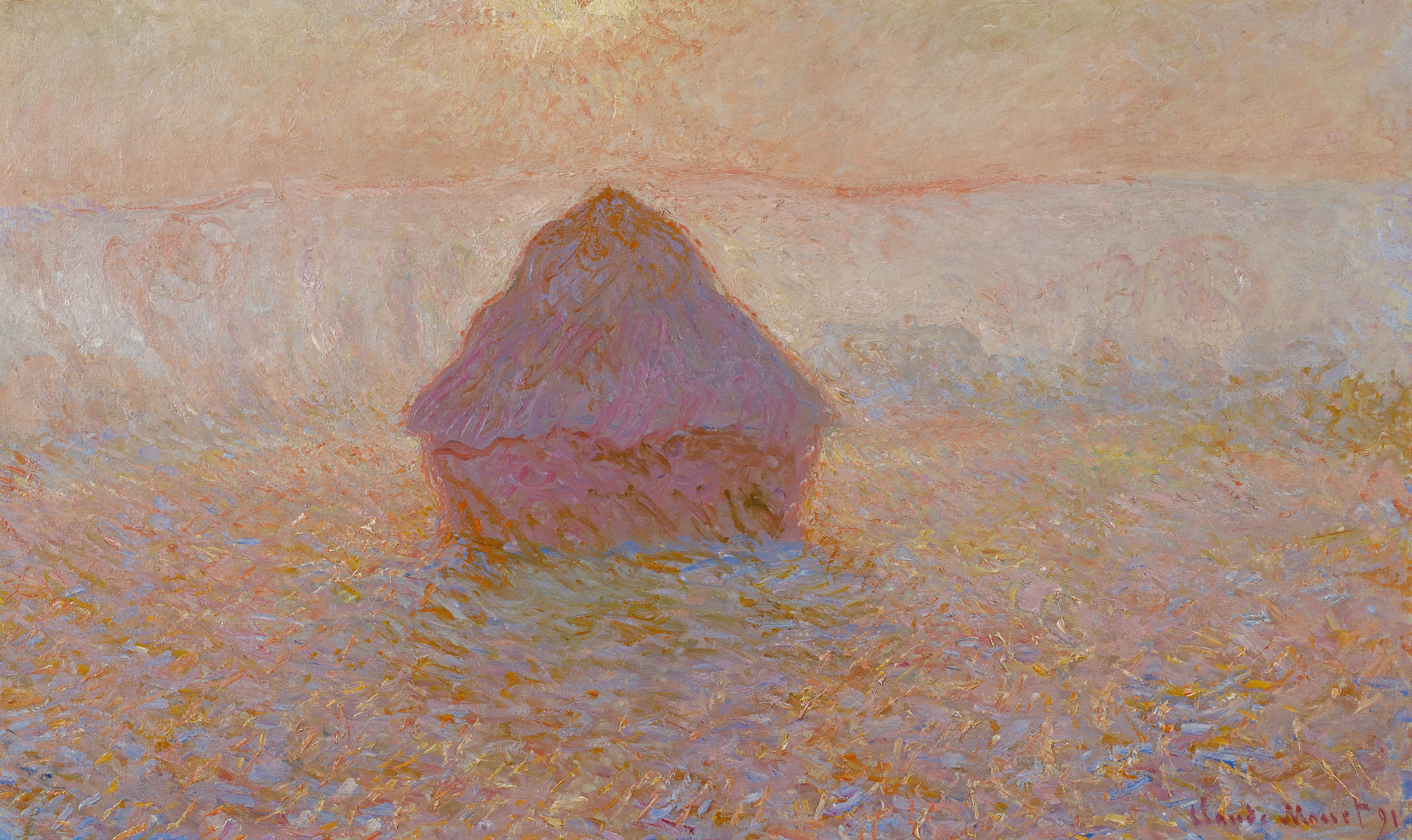 《谷物堆——雾中阳光》（Grainstack-Sun in the Mist）｜克劳德·莫奈 Claude Monet｜1891