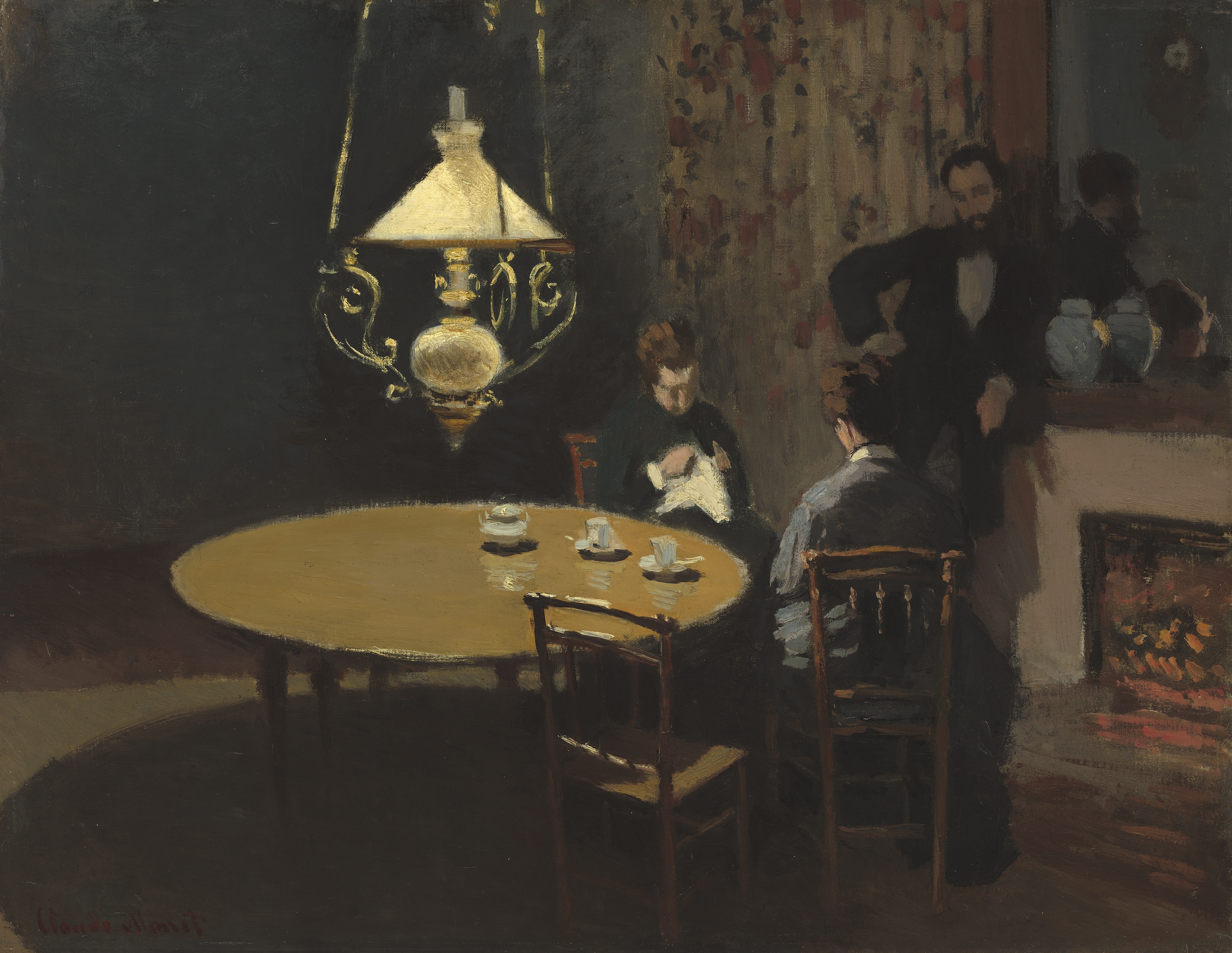 《晚餐后的室内》（Interior, after Dinner）｜克劳德·莫奈 Claude Monet｜1868–1869