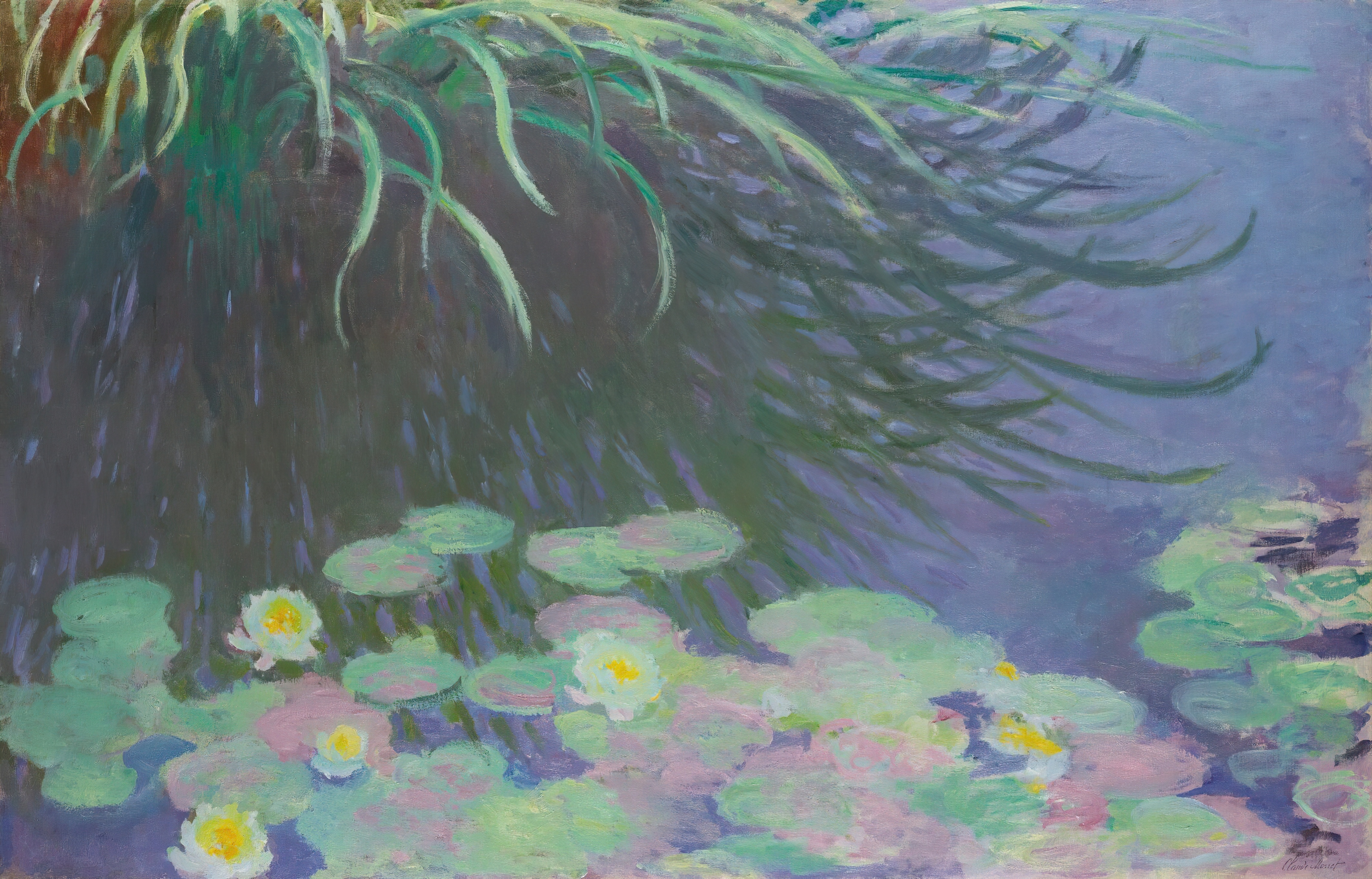 《睡莲与高草的倒影》（Nymphéas Avec Reflets De Hautes Herbes）｜克劳德·莫奈 Claude Monet｜1914–17