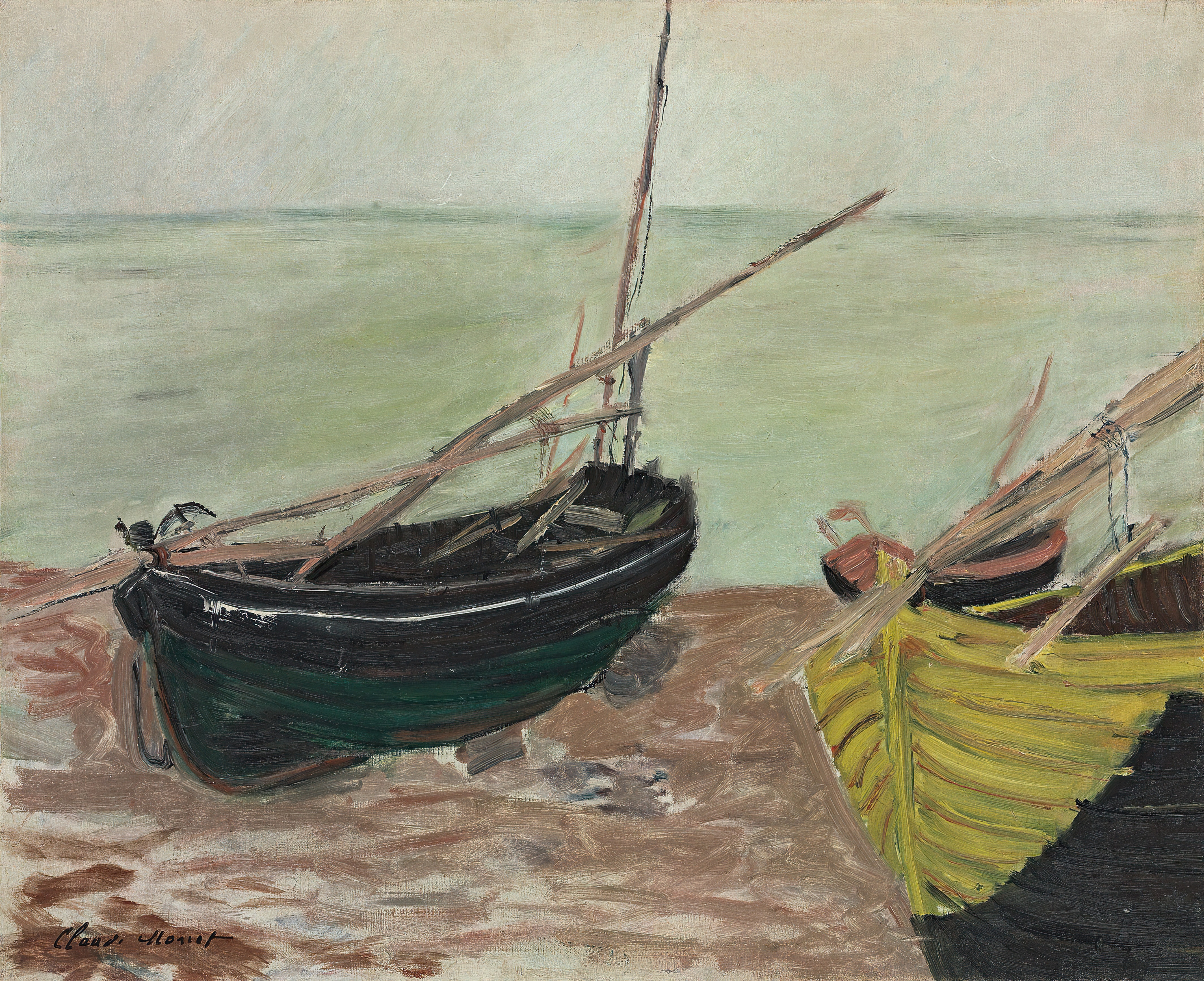 《埃特勒塔海滩上的船只研究》（Étude de bateaux sur la plage d’Étretat）｜克劳德·莫奈 Claude Monet｜1885