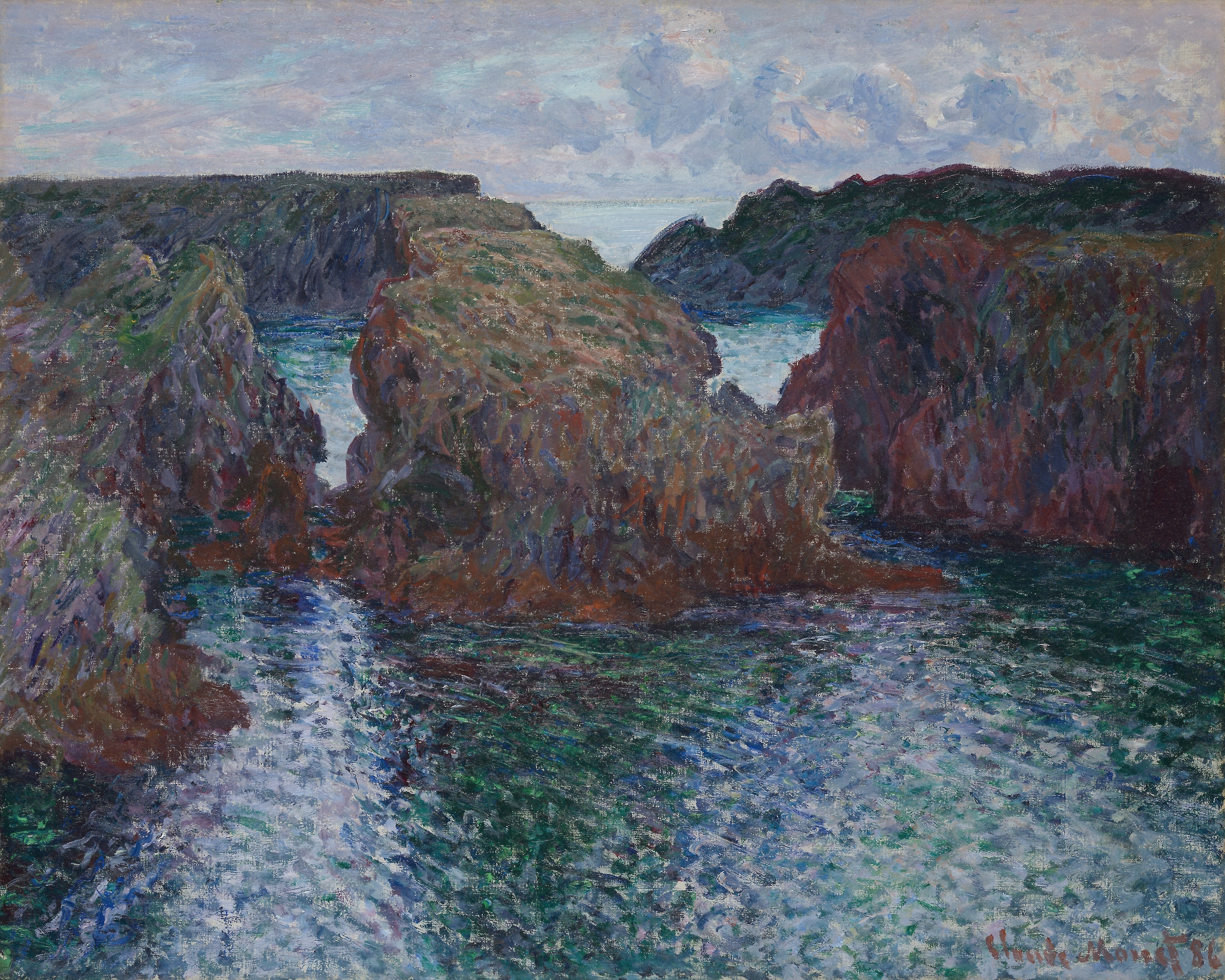 《贝尔岛古尔法尔港的岩石》（Rocks at Port-Goulphar, Belle-Île）｜克劳德·莫奈 Claude Monet｜1886