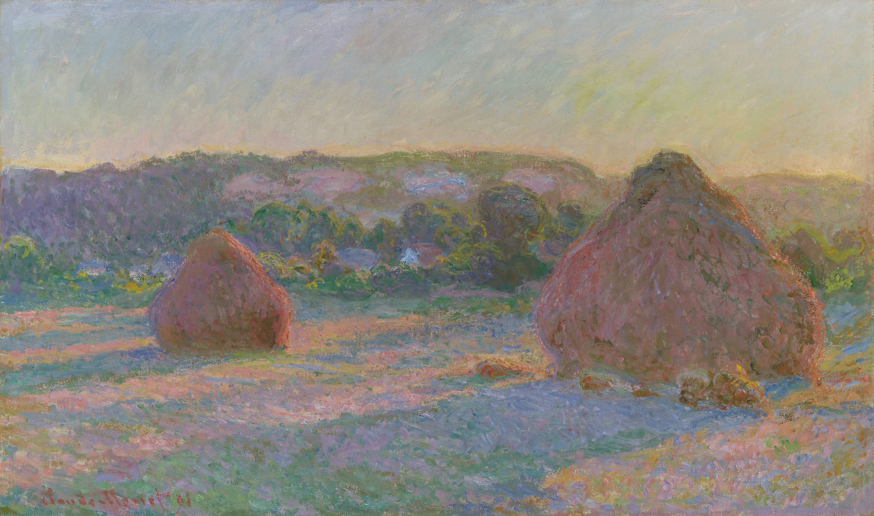 《成堆的小麦（夏末）》（Stacks of Wheat (End of Summer)）｜克劳德·莫奈 Claude Monet｜1890–91