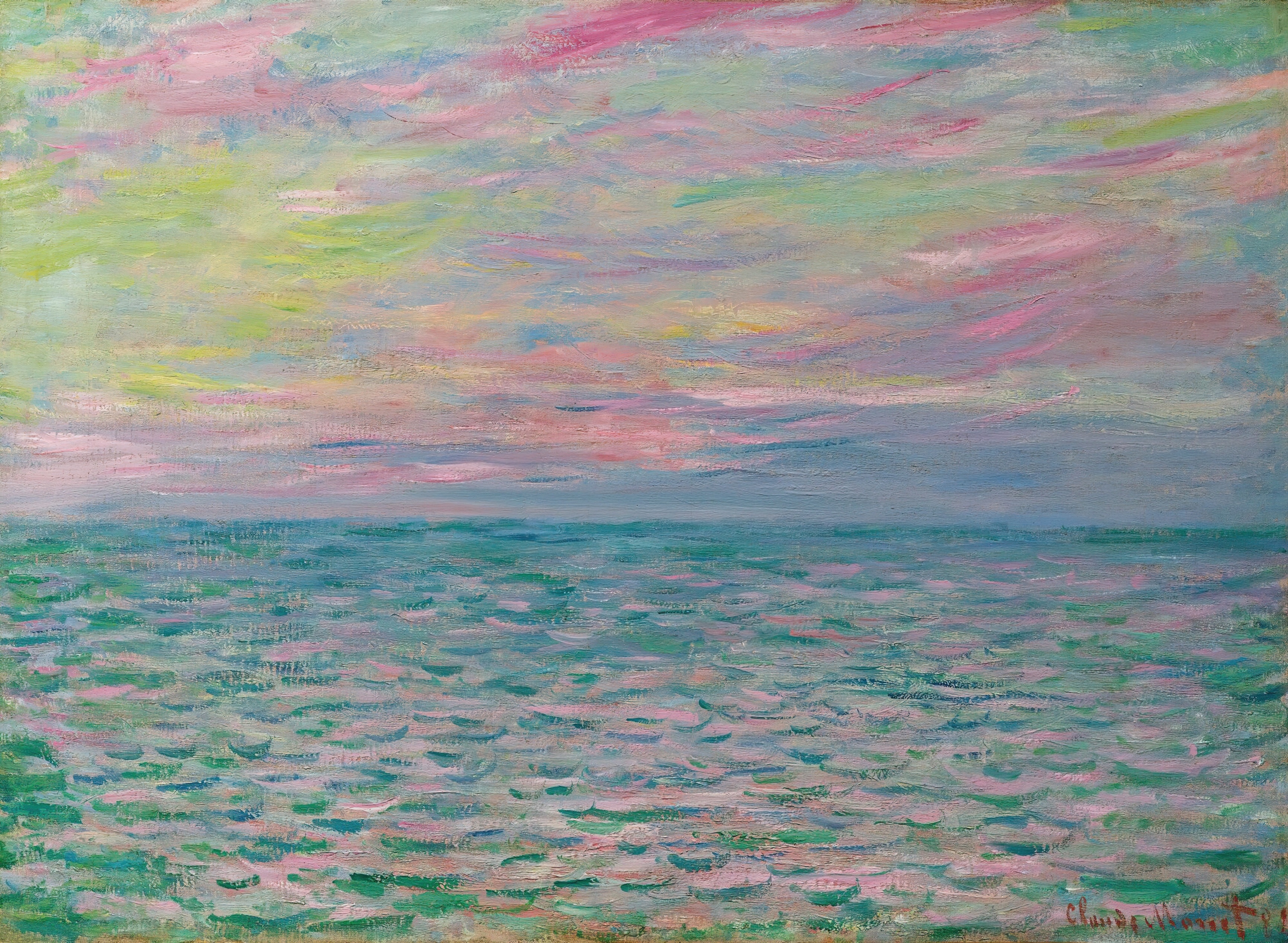 《普维尔的日落，公海》（Coucher De Soleil À Pourville, Pleine Mer）｜克劳德·莫奈 Claude Monet｜1882