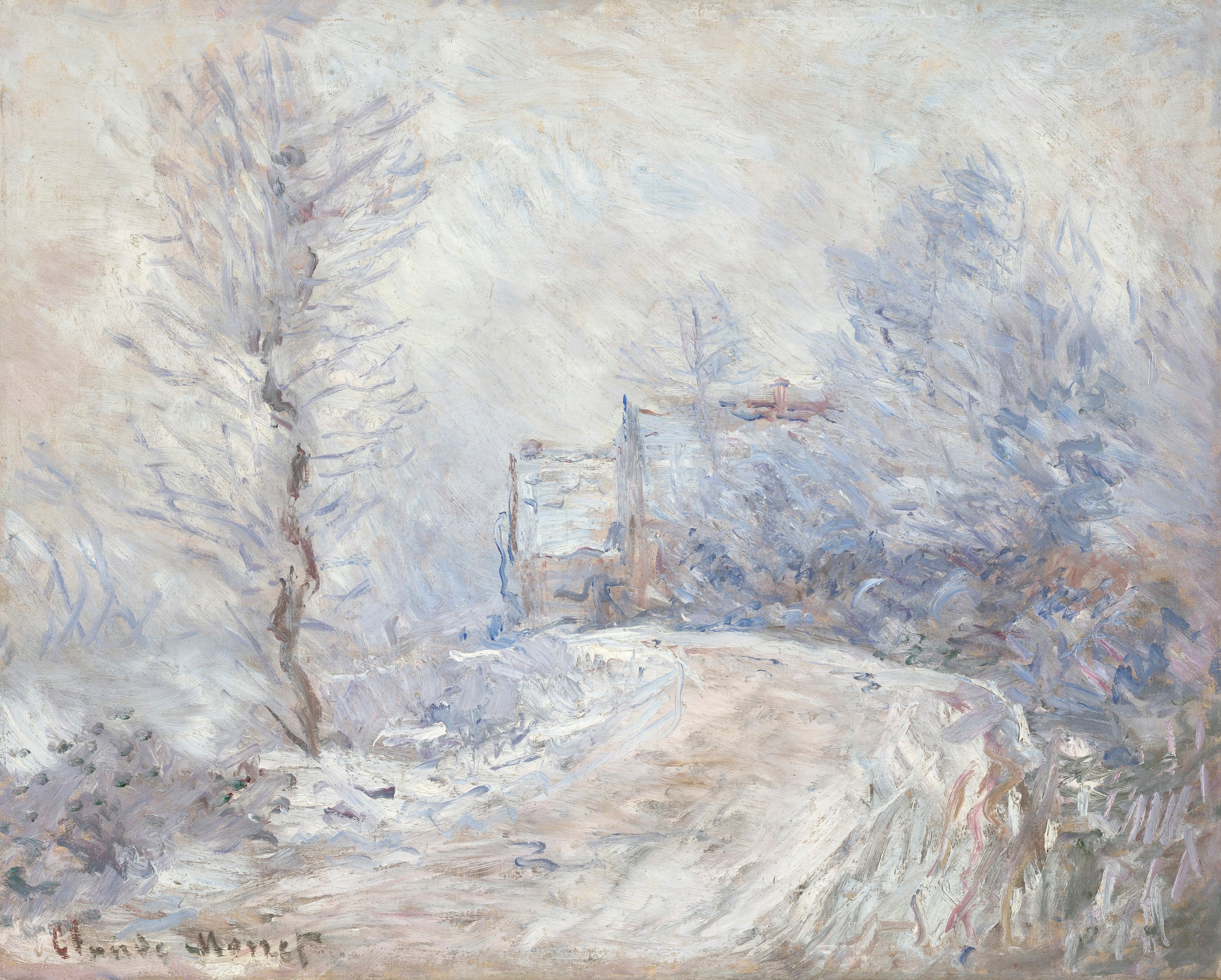 《雪下的吉维尼入口》（L’entrée de Giverny sous la neige）｜克劳德·莫奈 Claude Monet｜1885
