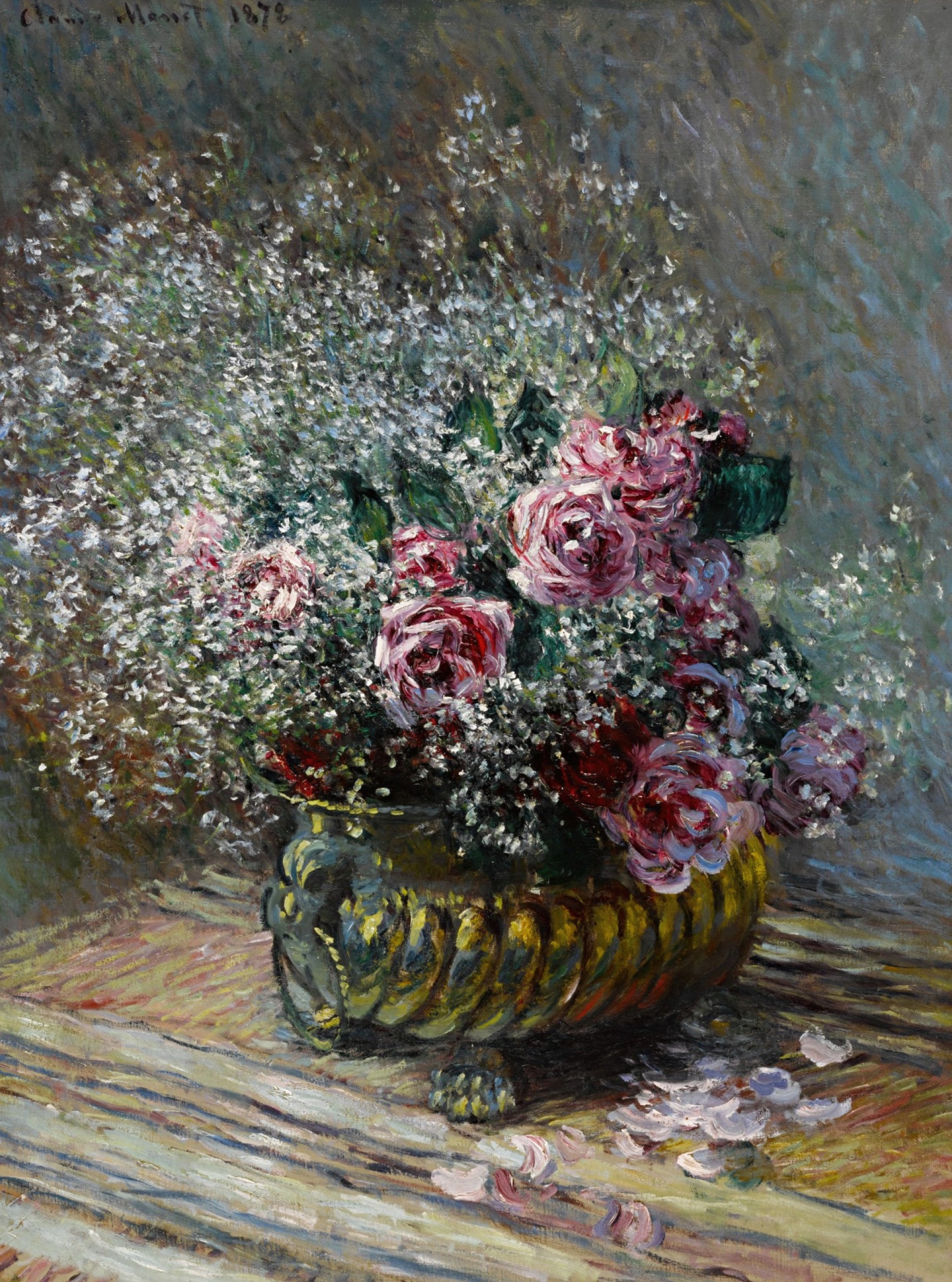 《盆中之花（玫瑰与雾）》（Fleurs dans un pot (Roses et brouillard)）｜克劳德·莫奈 Claude Monet｜1878