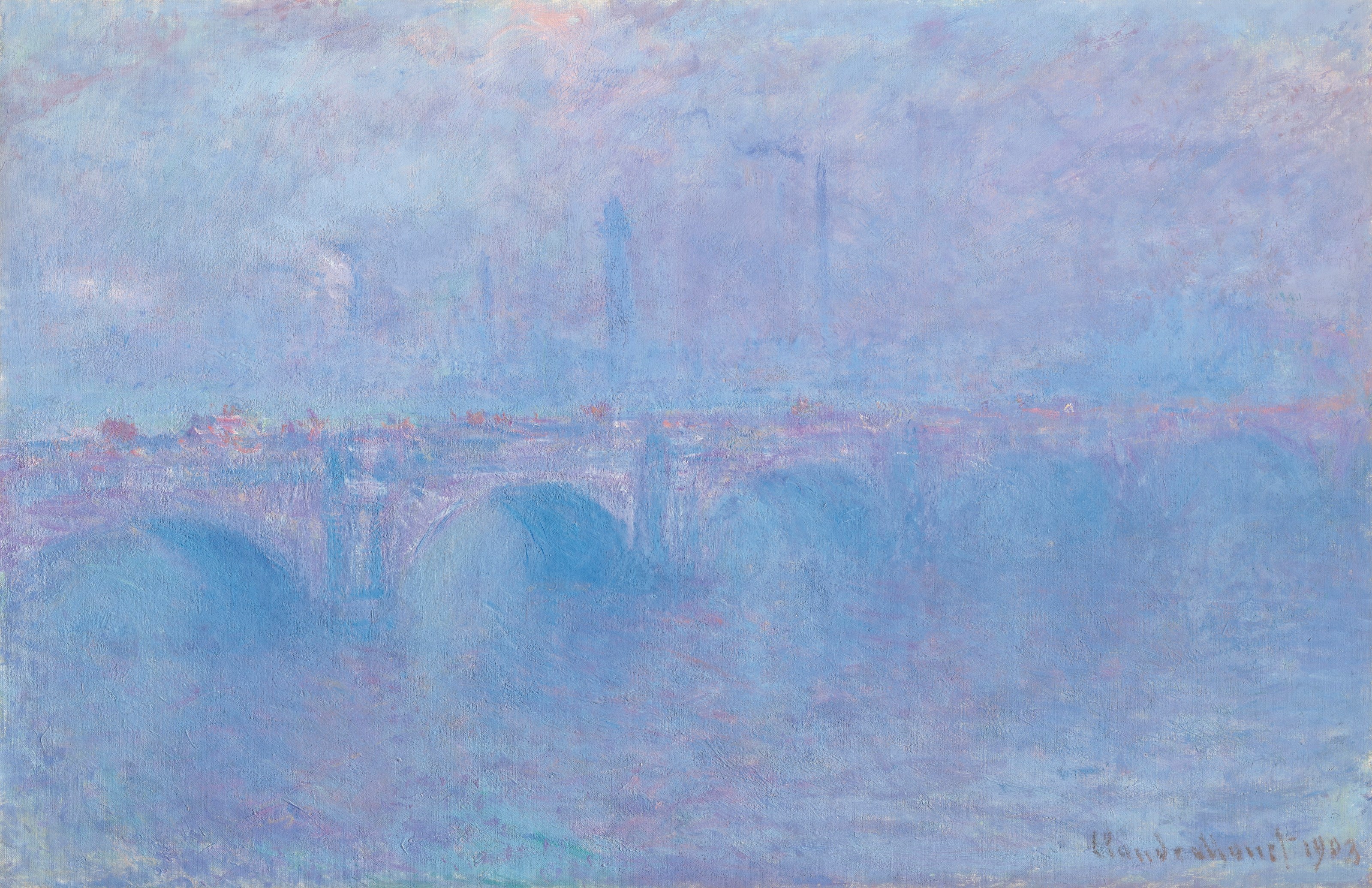 《滑铁卢桥，雾效果》（Waterloo Bridge, effet de brouillard）｜克劳德·莫奈 Claude Monet｜1903