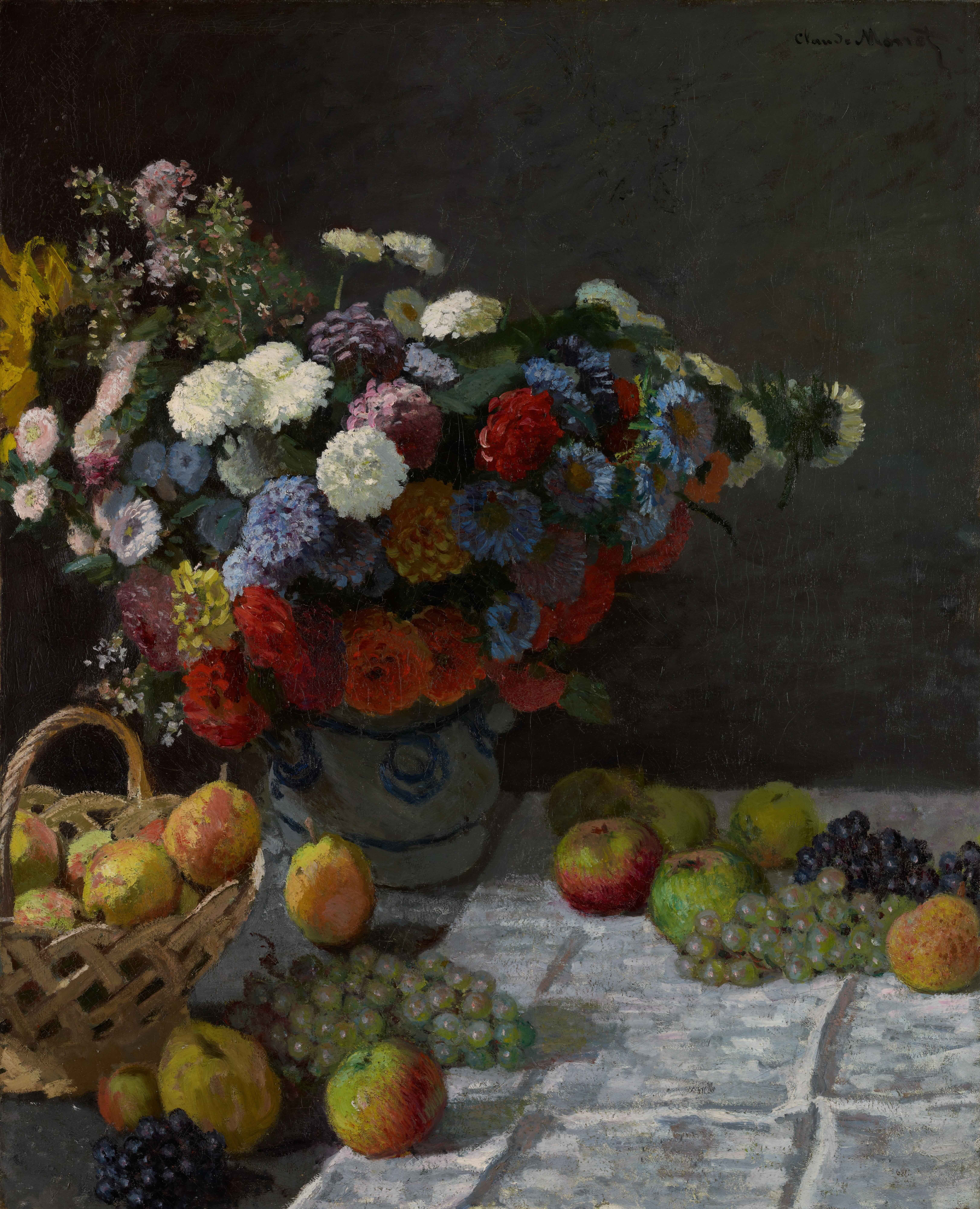 《有鲜花和水果的静物》（Still Life with Flowers and Fruit）｜克劳德·莫奈 Claude Monet｜1869