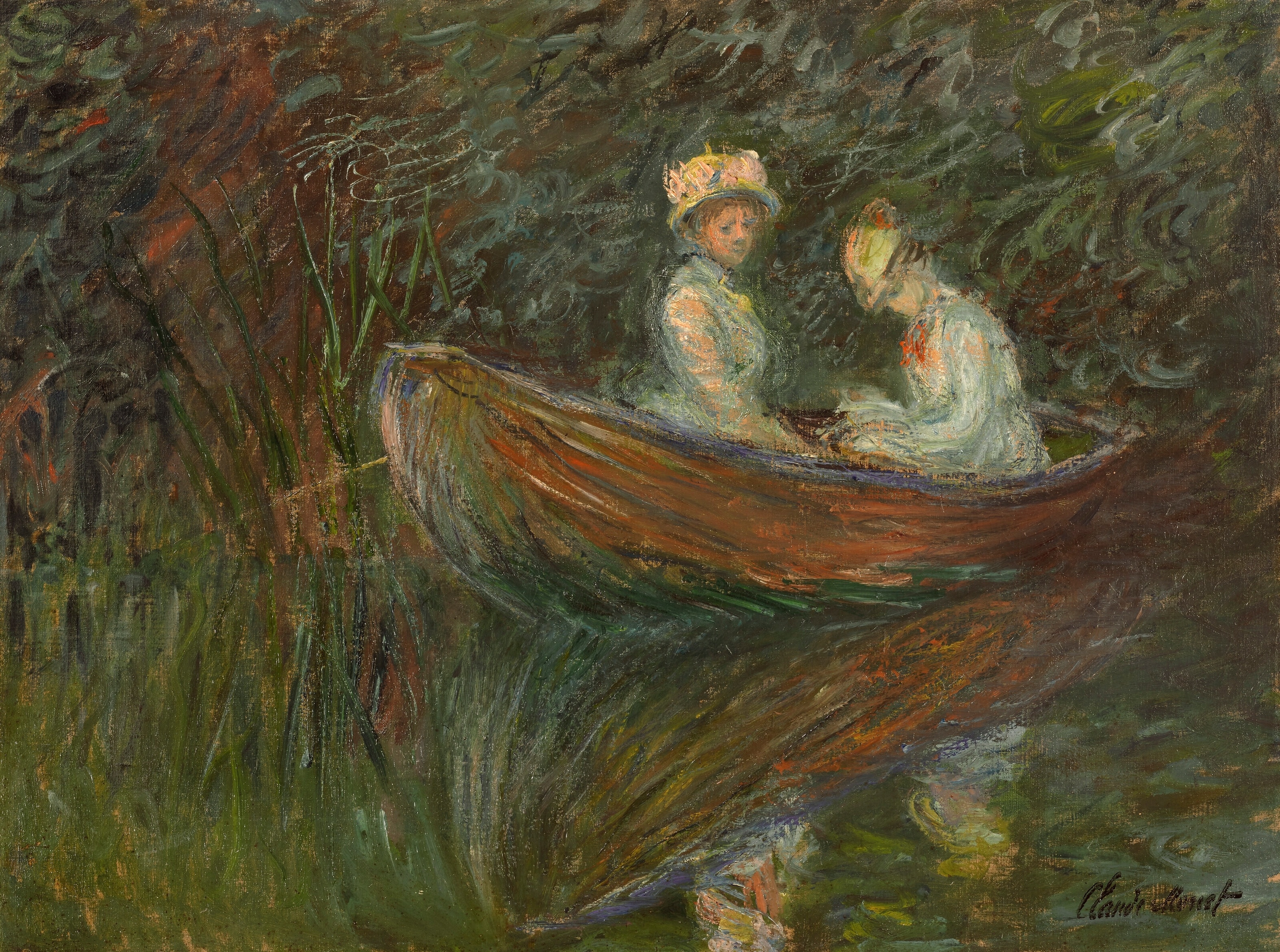 《船上的两个女人》（Deux femmes en barque）｜克劳德·莫奈 Claude Monet｜1887