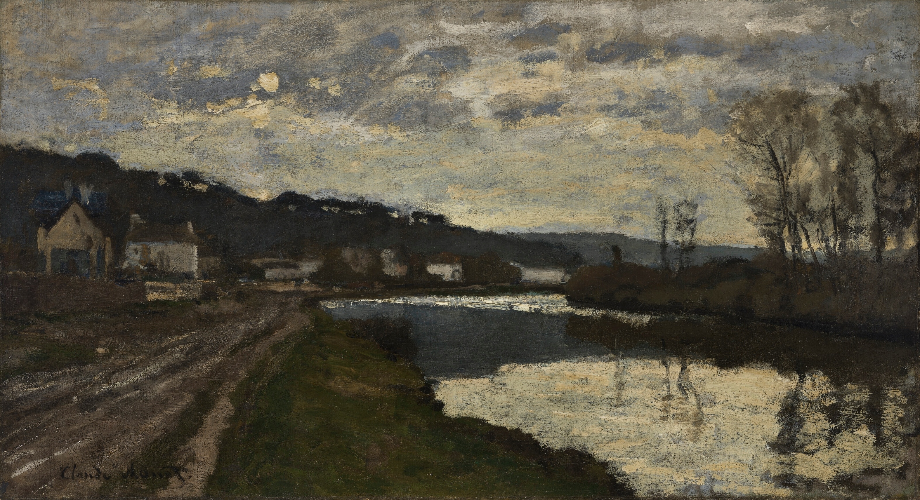 《布吉瓦尔的塞纳河》（La Seine à Bougival）｜克劳德·莫奈 Claude Monet｜1870
