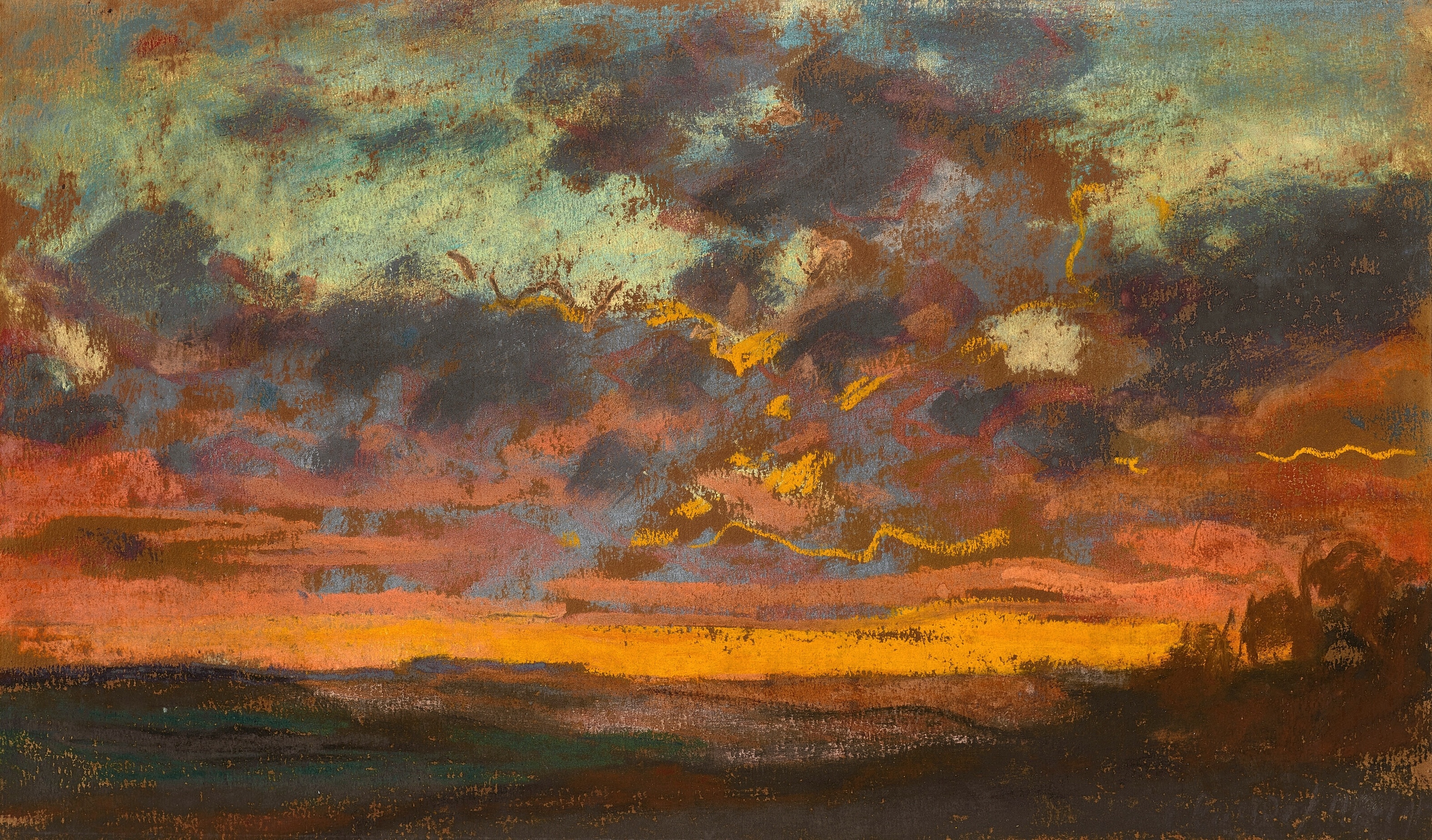 《日落》（Coucher de soleil）｜克劳德·莫奈 Claude Monet｜约1868