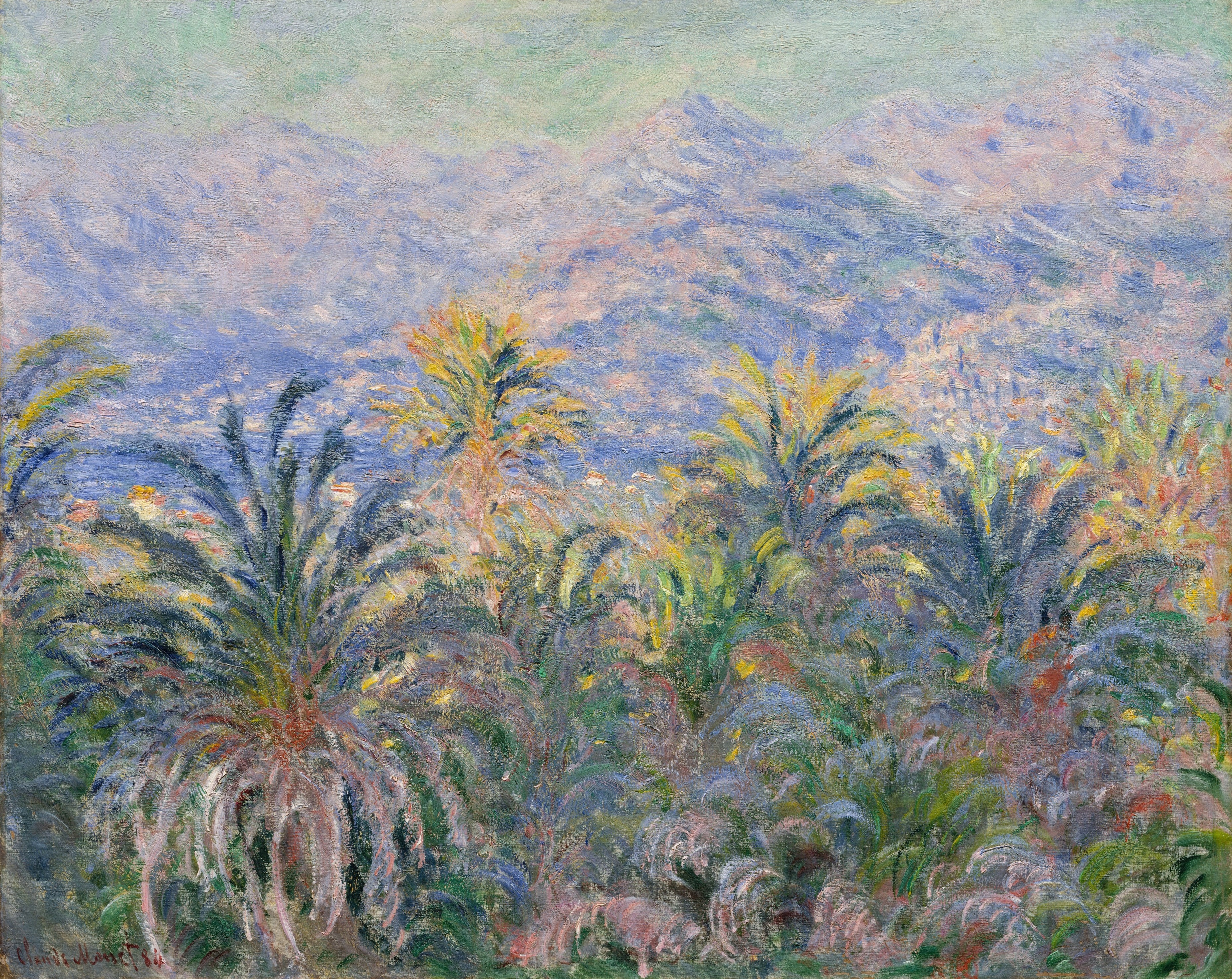 《博尔迪盖拉的棕榈树》（Palm Trees at Bordighera）｜克劳德·莫奈 Claude Monet｜1884
