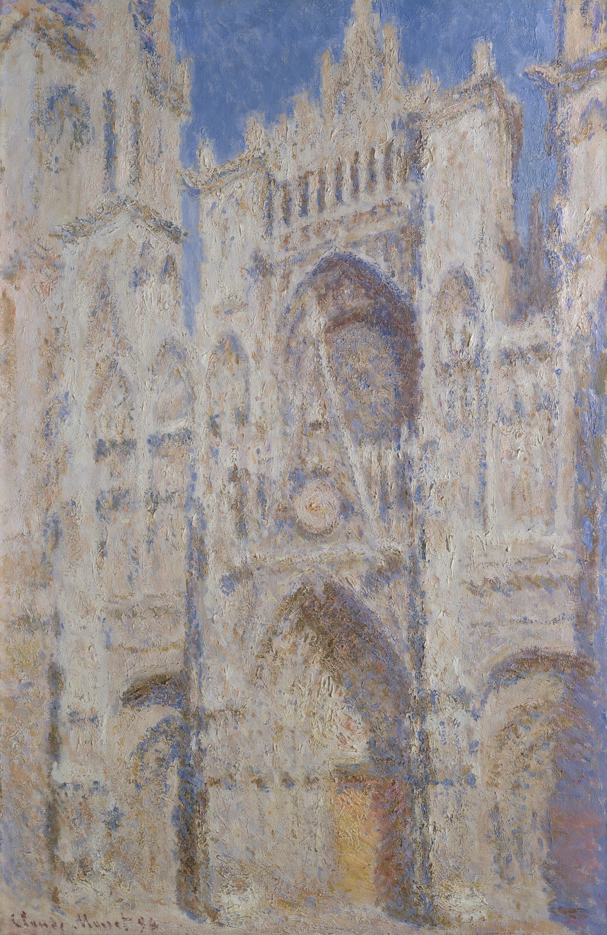 《鲁昂大教堂；传送门（阳光）》（Rouen Cathedral; The Portal (Sunlight)）｜克劳德·莫奈 Claude Monet｜1894