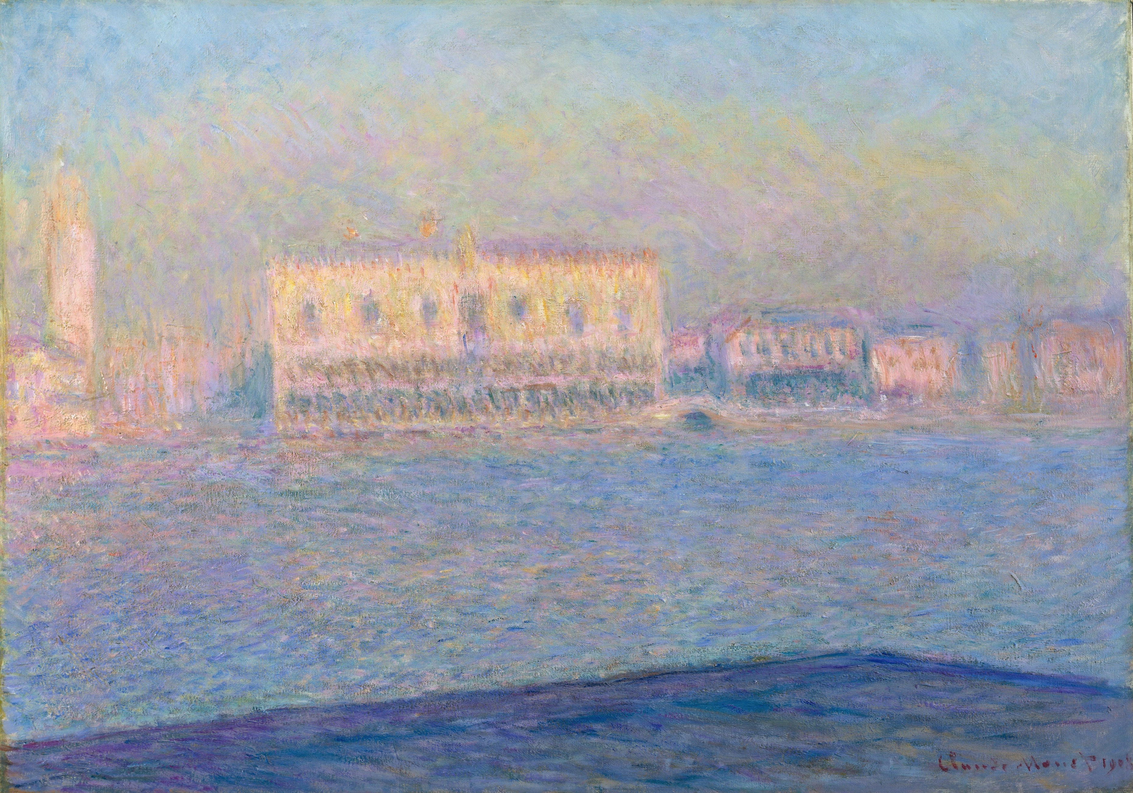 《从圣乔治马焦雷看到总督宫》（The Doge’s Palace Seen from San Giorgio Maggiore）｜克劳德·莫奈 Claude Monet｜1908