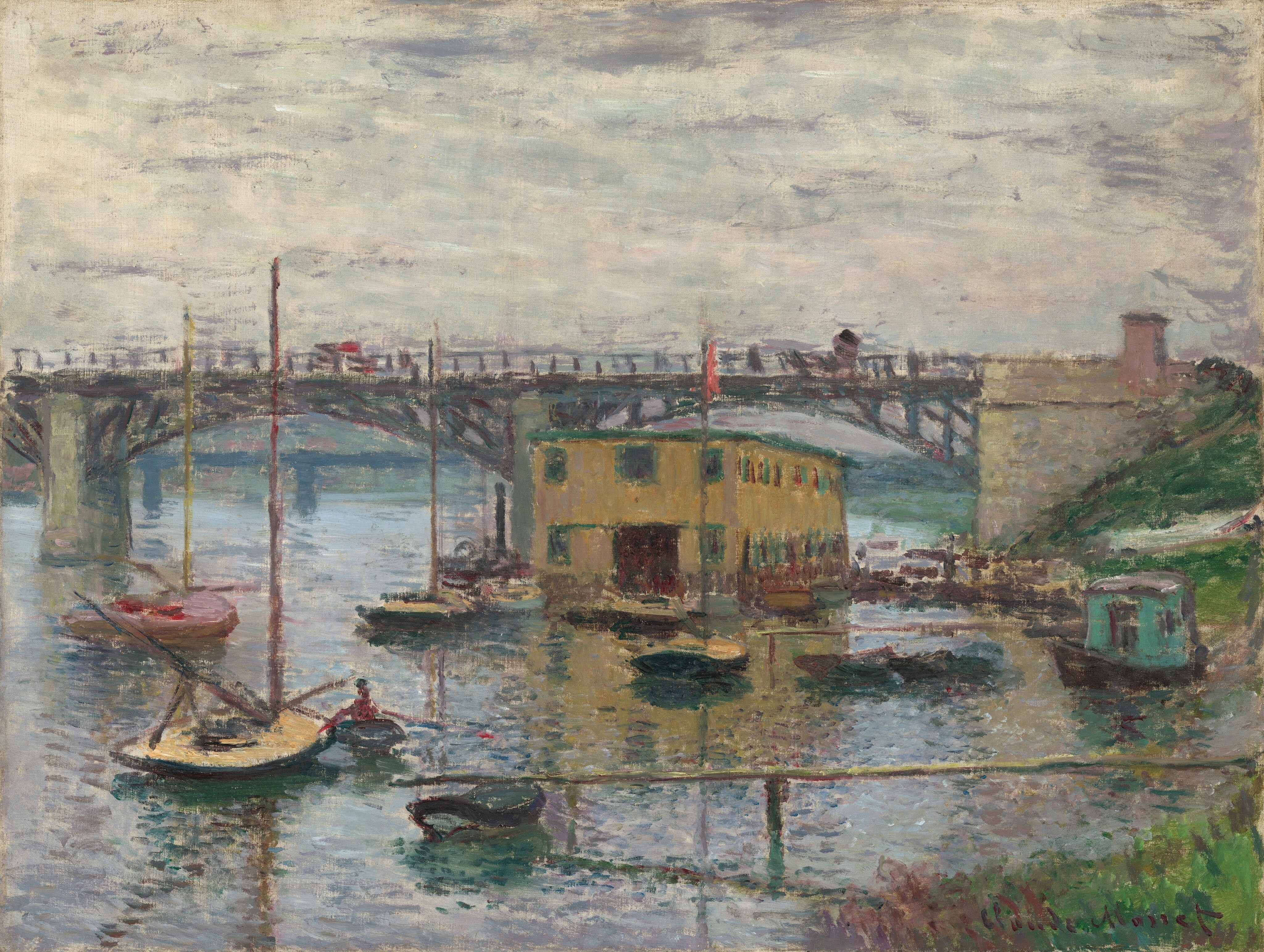 《灰天阿让特伊大桥》（Bridge at Argenteuil on a Gray Day）｜克劳德·莫奈 Claude Monet｜约1876