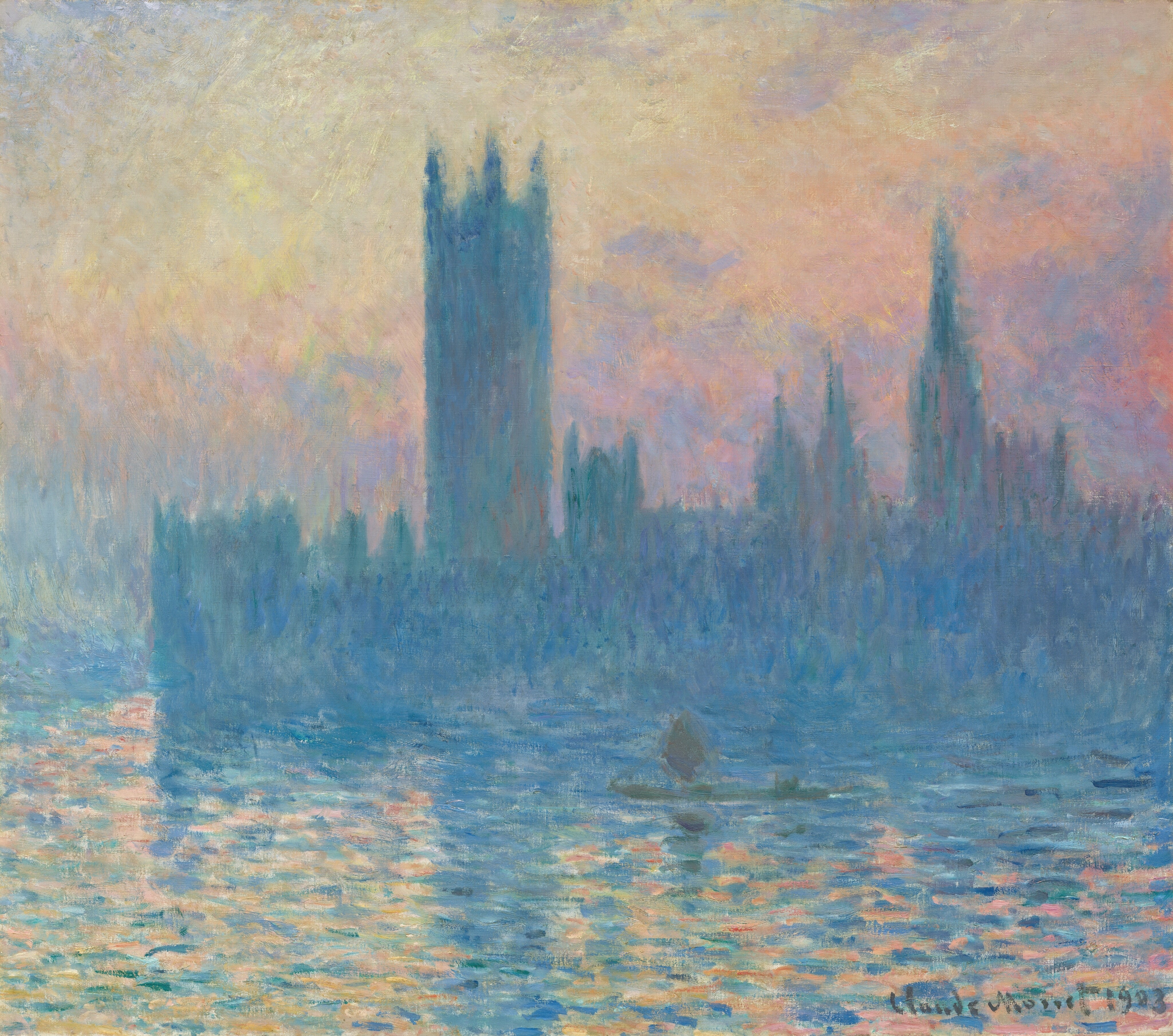 《议会大厦，日落》（The Houses of Parliament, Sunset）｜克劳德·莫奈 Claude Monet｜1903