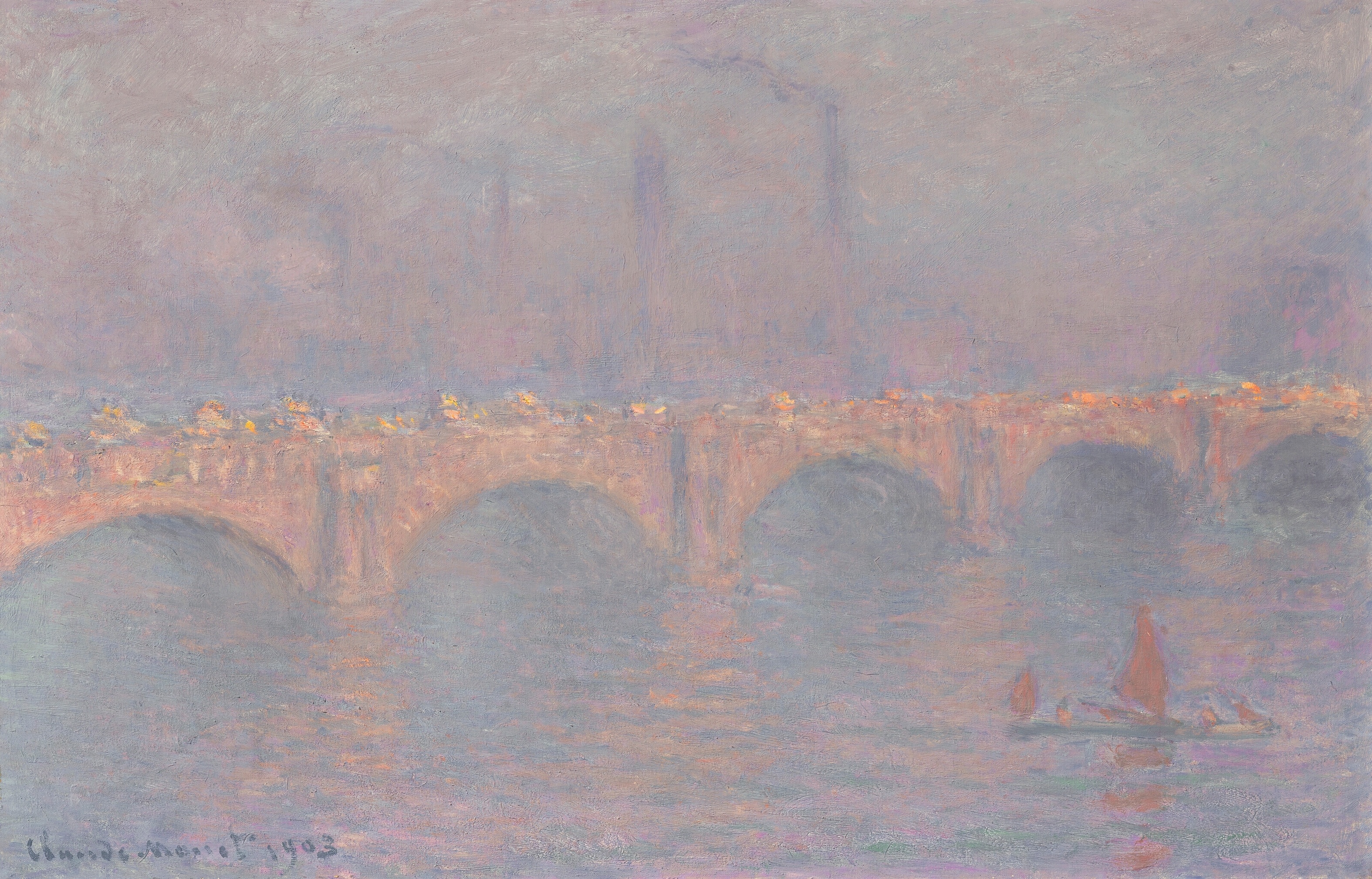 《滑铁卢桥，朦胧的阳光》（Waterloo Bridge, soleil voilé）｜克劳德·莫奈 Claude Monet｜1899–1903