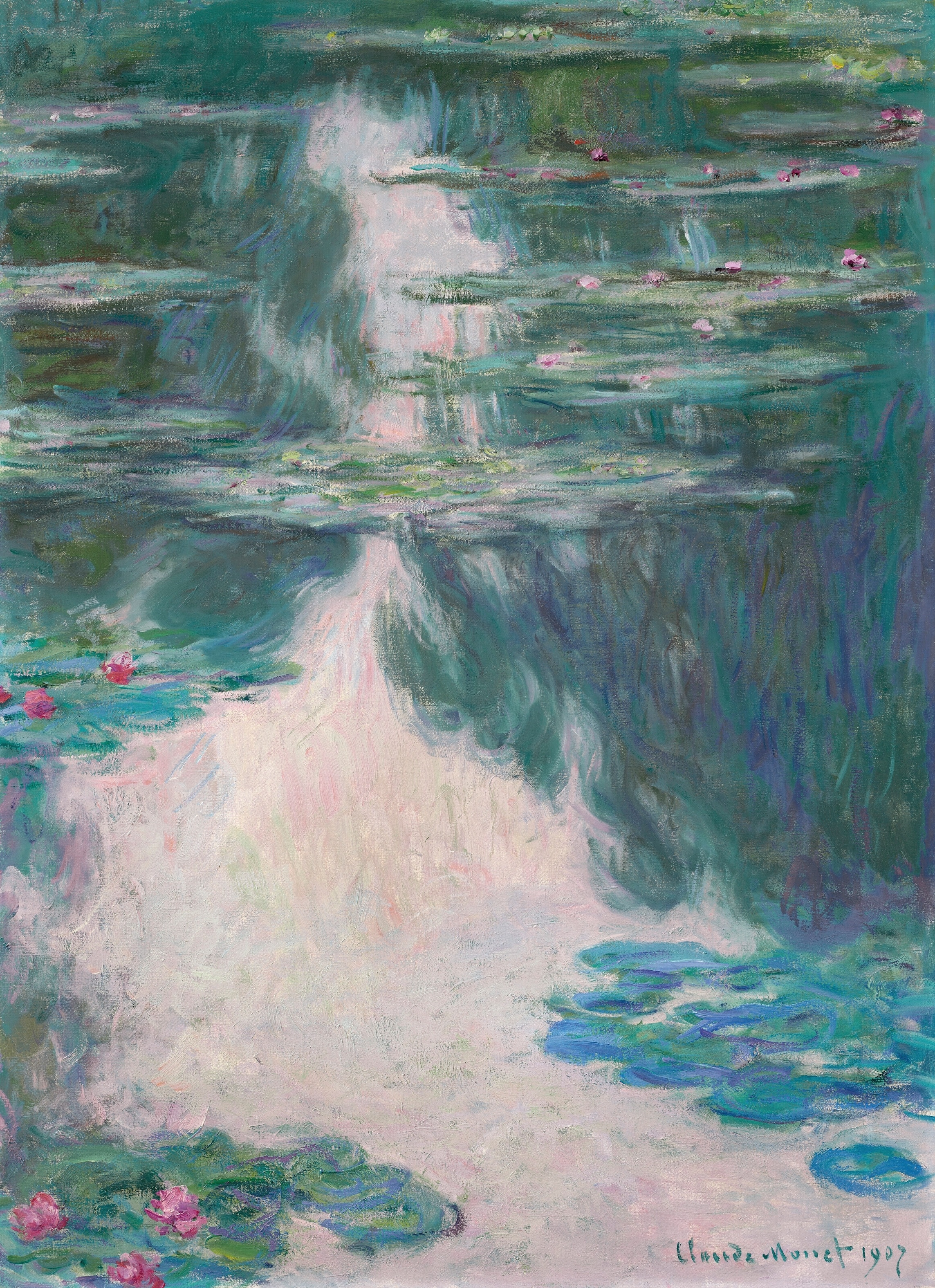 《睡莲，灰色的天气》（Nymphéas, temps gris）｜克劳德·莫奈 Claude Monet｜1907