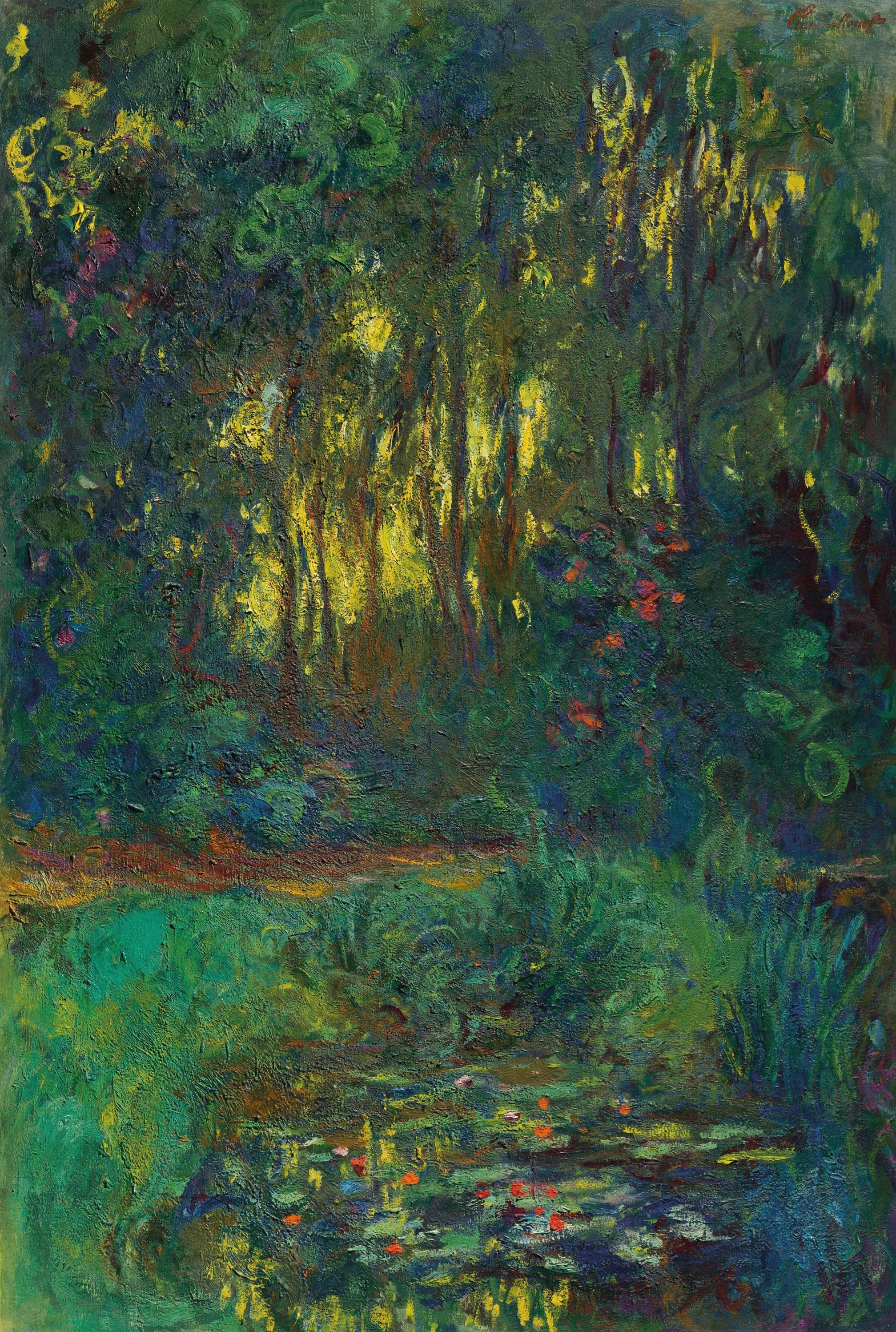 《睡莲池一角》（Coin du bassin aux nymphéas）｜克劳德·莫奈 Claude Monet｜1918–1919