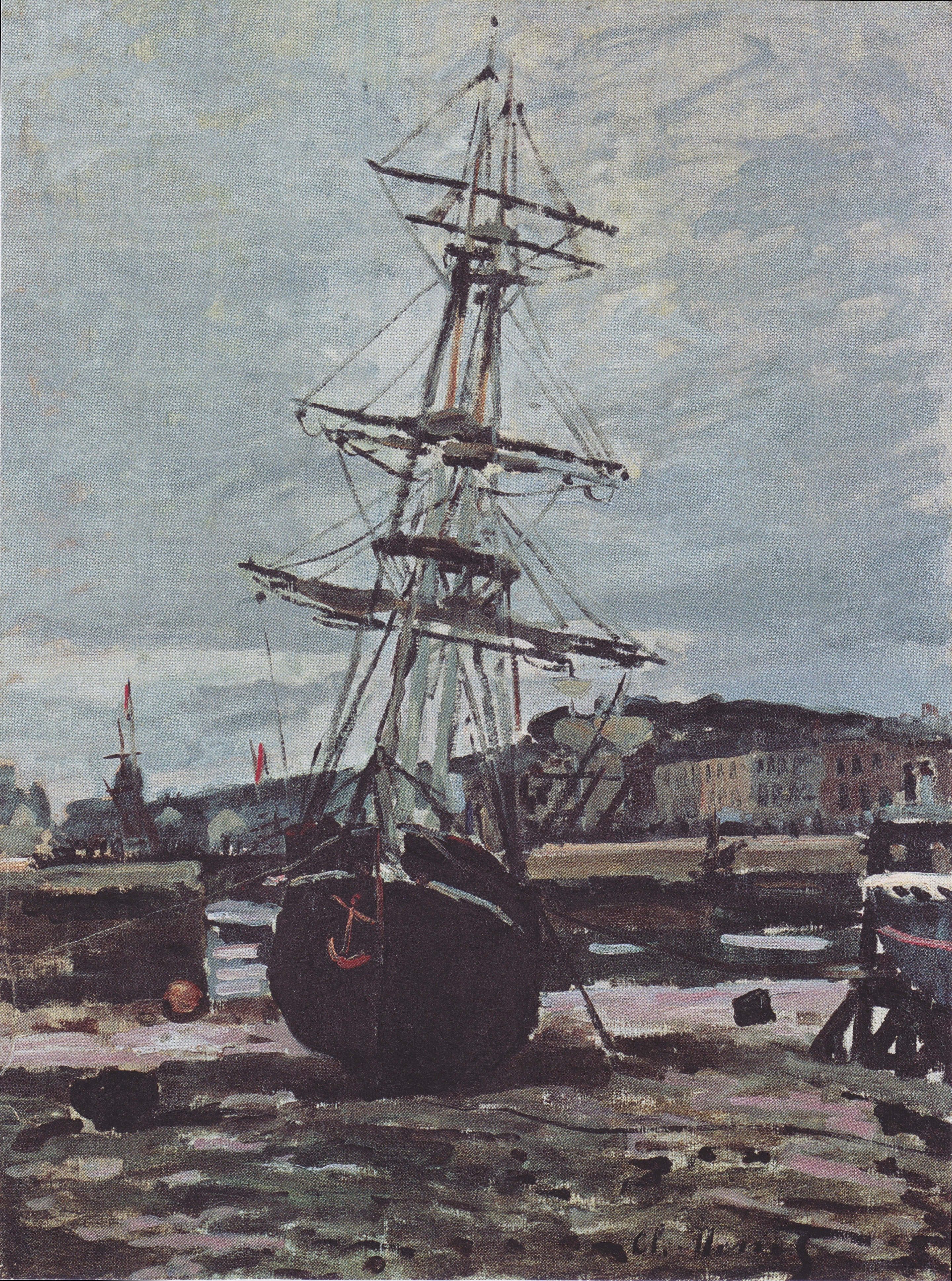 《费康搁浅的船》（Stranded boat in Fécamp）｜克劳德·莫奈 Claude Monet｜1868