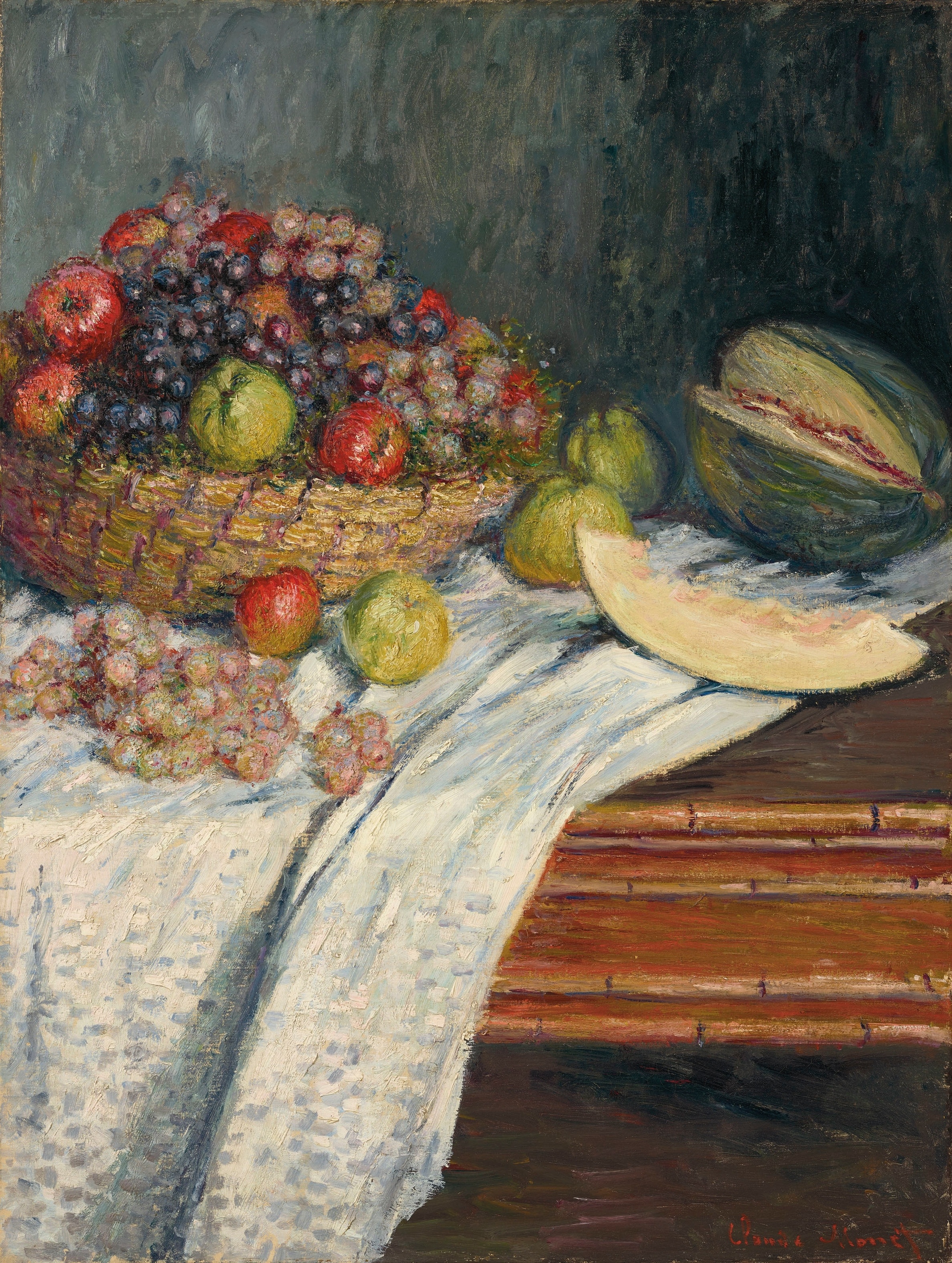 《静物与西班牙瓜》（Nature morte au melon d’Espagne）｜克劳德·莫奈 Claude Monet｜1879
