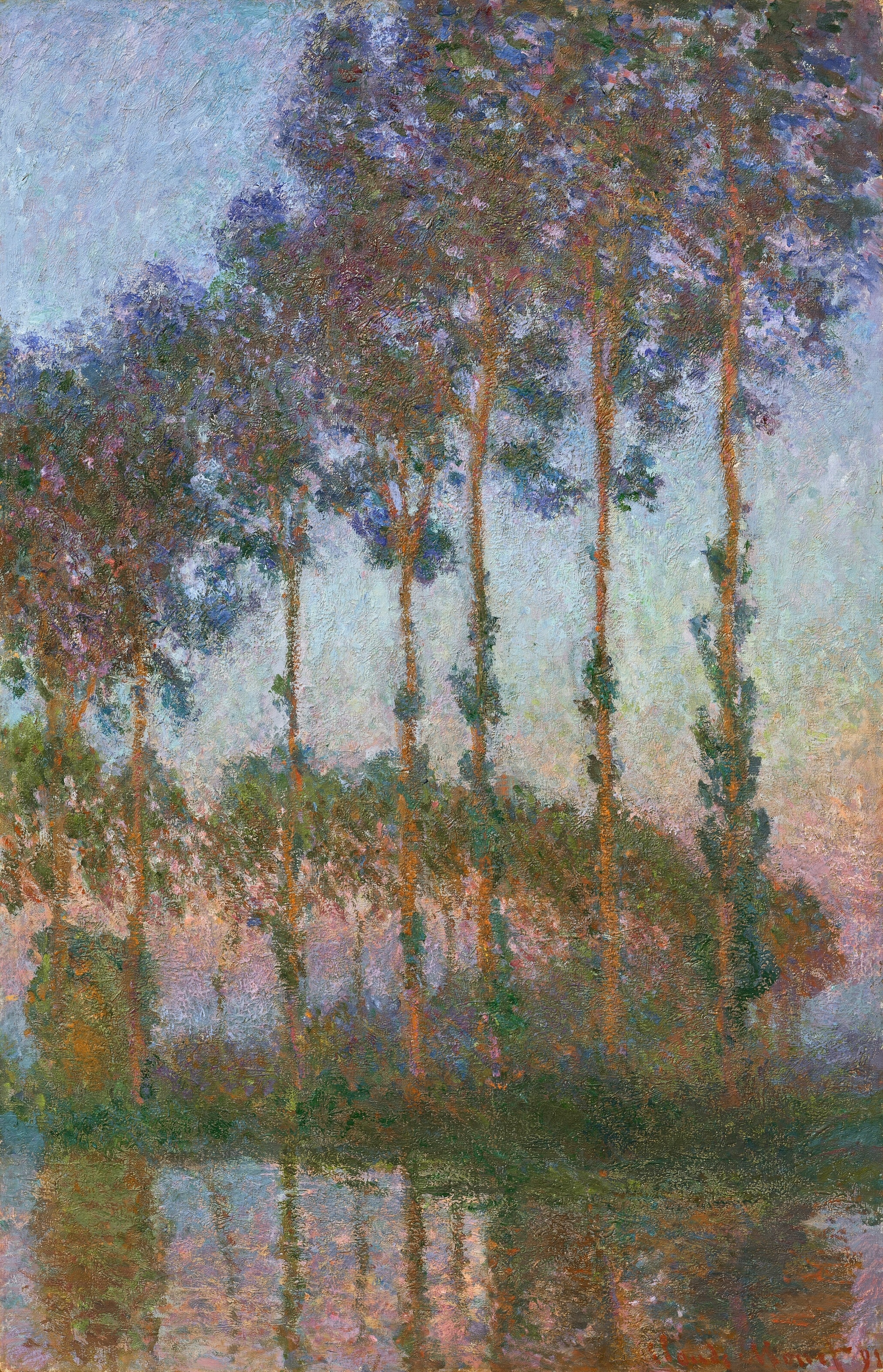 《黄昏时埃普特河畔的白杨树》（Peupliers au bord de l’Epte, crépuscule）｜克劳德·莫奈 Claude Monet｜1891
