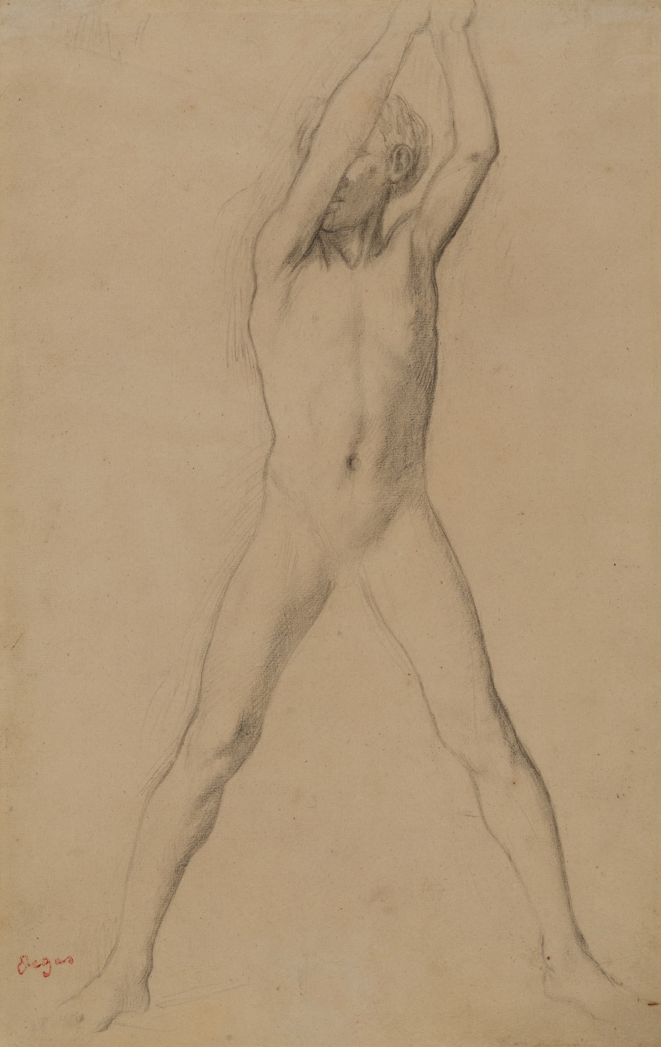 《高举双臂的青年》（Youth with Arms Upraised）｜埃德加·德加 Edgar Degas｜1859–60 or 1861–62