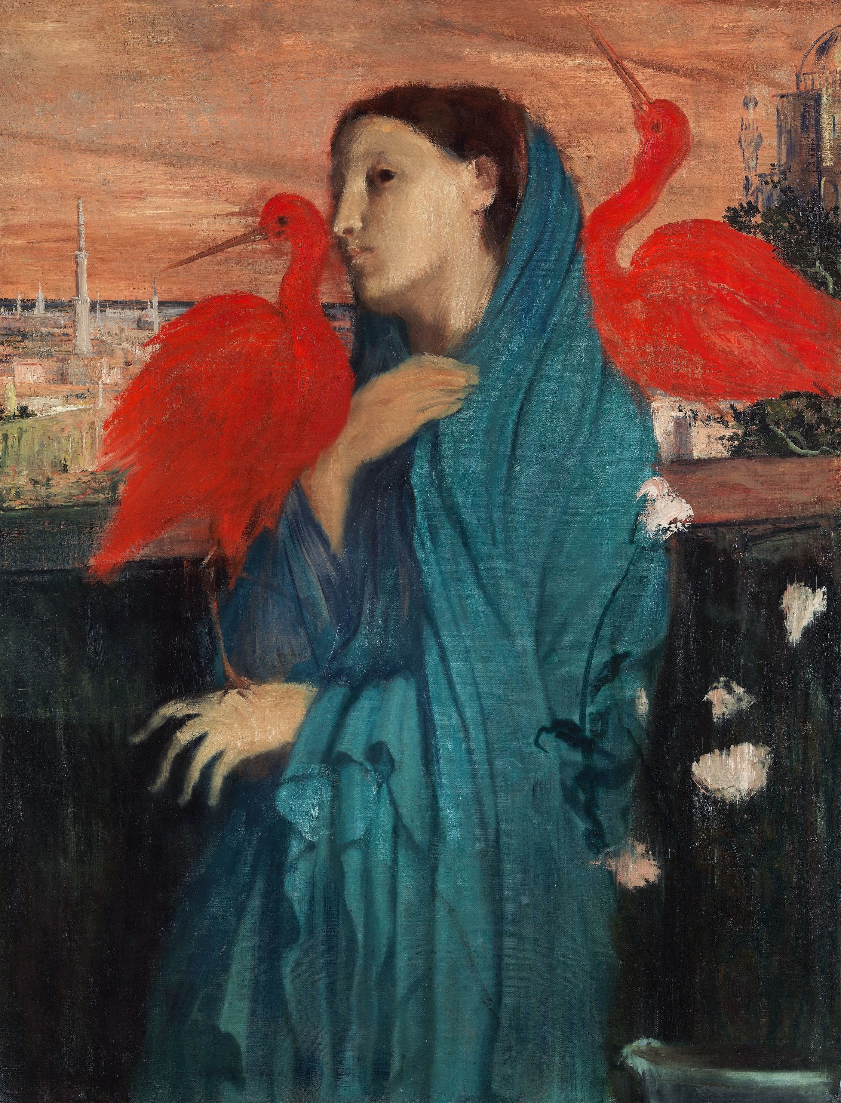 《年轻女子与宜必思酒店》（Young Woman with Ibis）｜埃德加·德加 Edgar Degas｜1857–58; reworked 1860–62