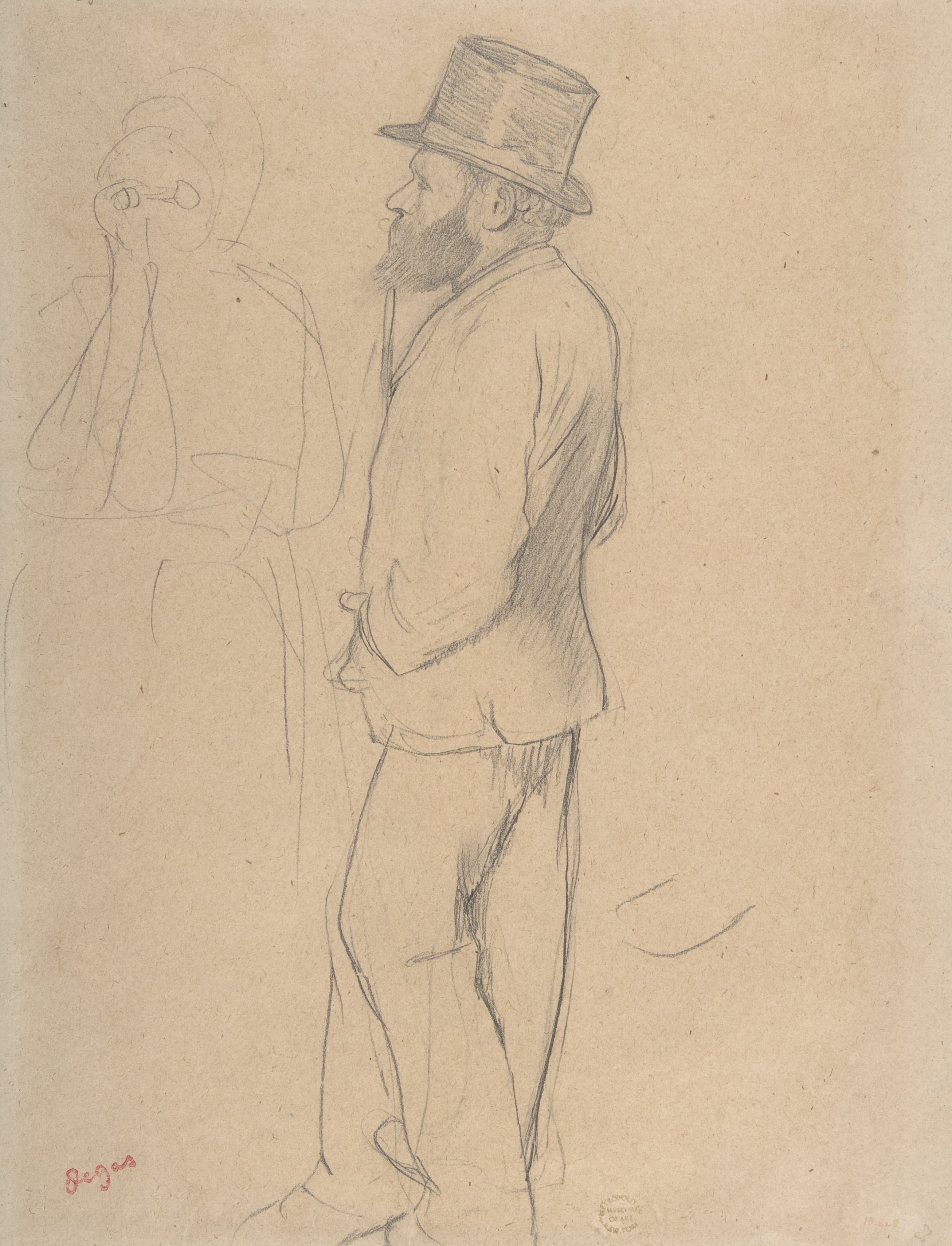 《爱德华·马奈在赛马会上》（Edouard Manet at the Races）｜埃德加·德加 Edgar Degas｜约. 1865