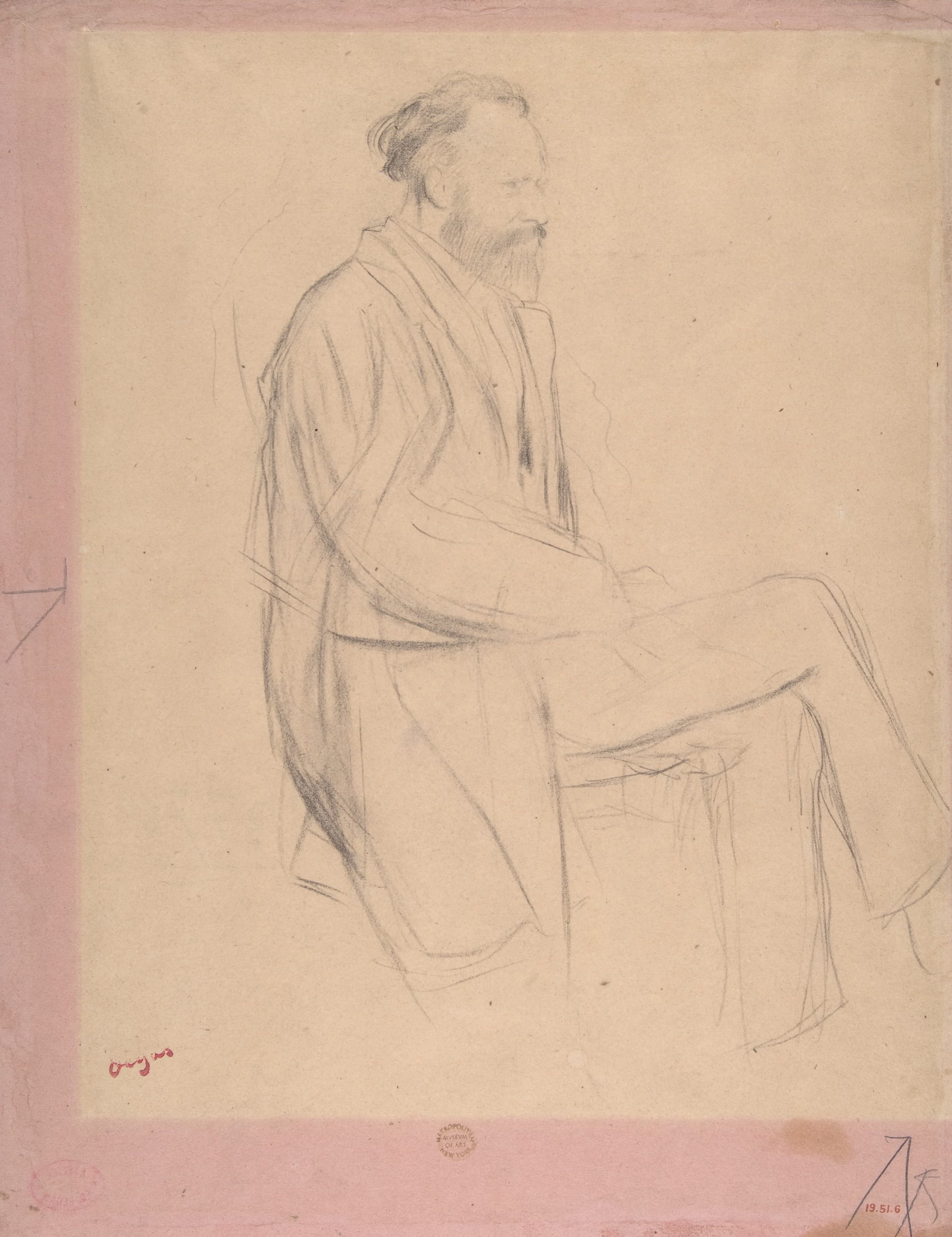 《爱德华·马奈 坐着，右侧侧面》（Édouard Manet Seated, Right Profile）｜埃德加·德加 Edgar Degas｜约. 1865