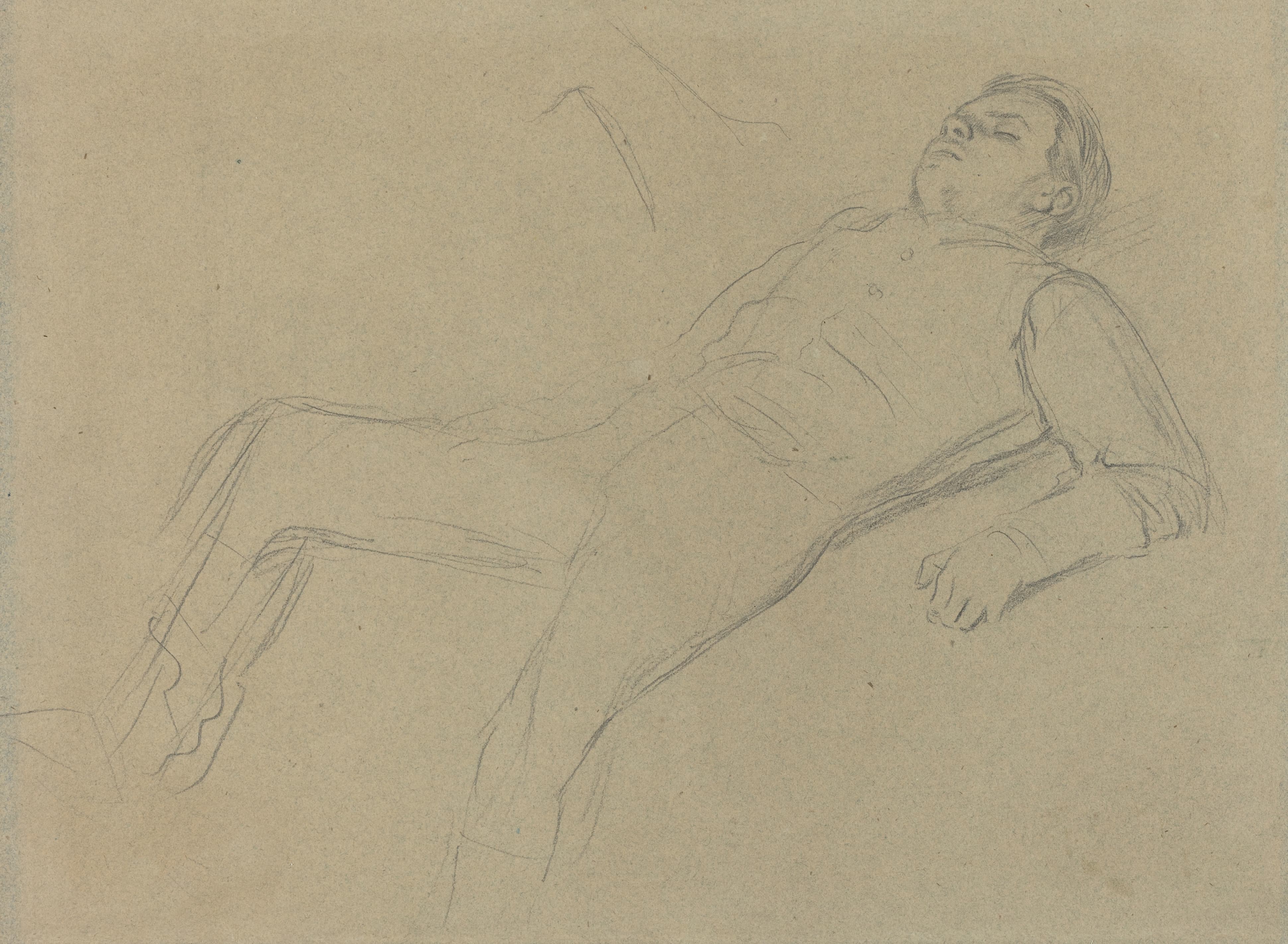 《倒下的骑师（《障碍赛场场景——倒下的骑师》习作）II》（Fallen Jockey (study for ‘Scene from the Steeplechase – The Fallen Jockey') II）｜埃德加·德加 Edgar Degas｜约. 1866