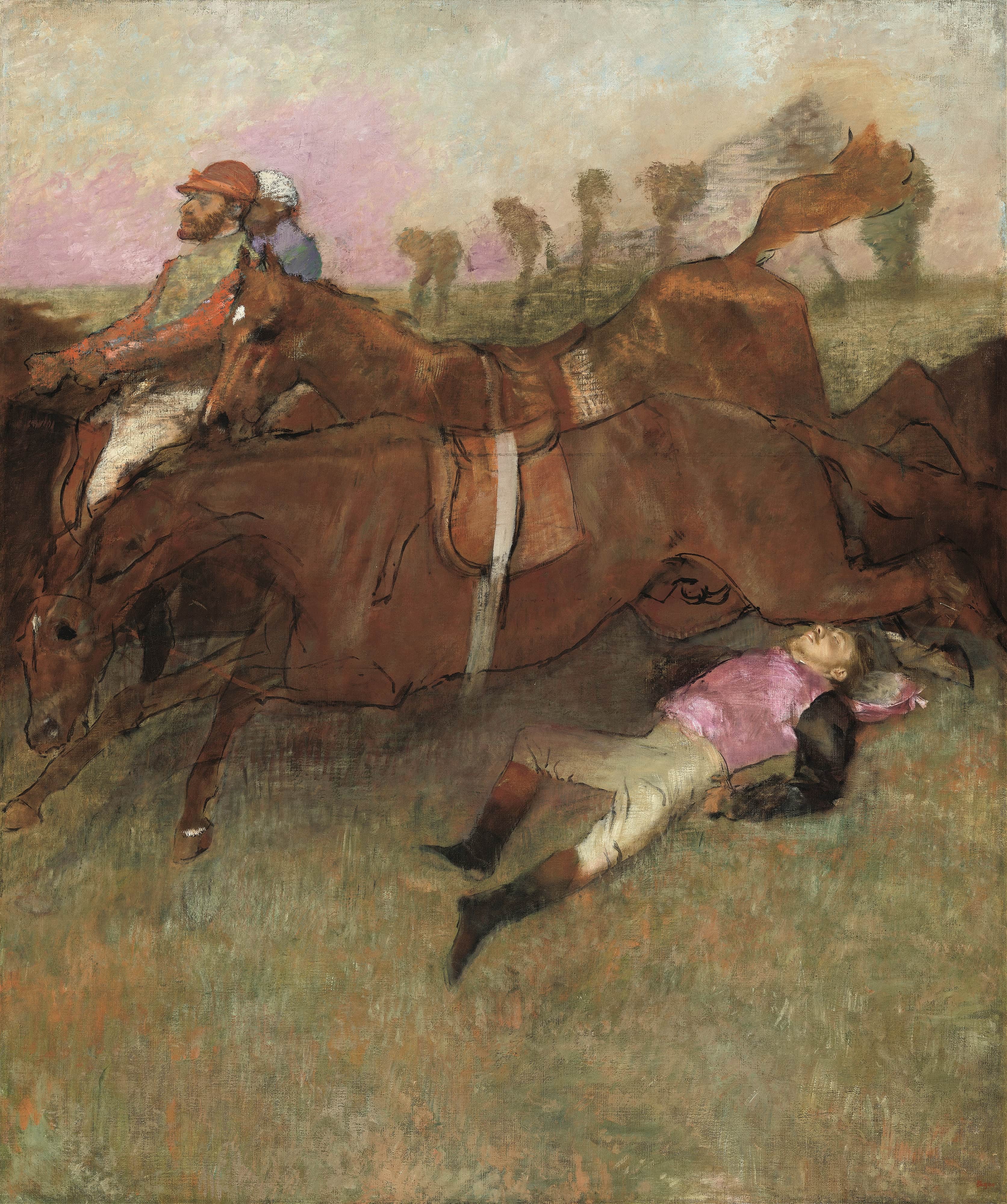 《障碍赛马场场景——倒下的骑师》（Scene from the Steeplechase – The Fallen Jockey）｜埃德加·德加 Edgar Degas｜1866