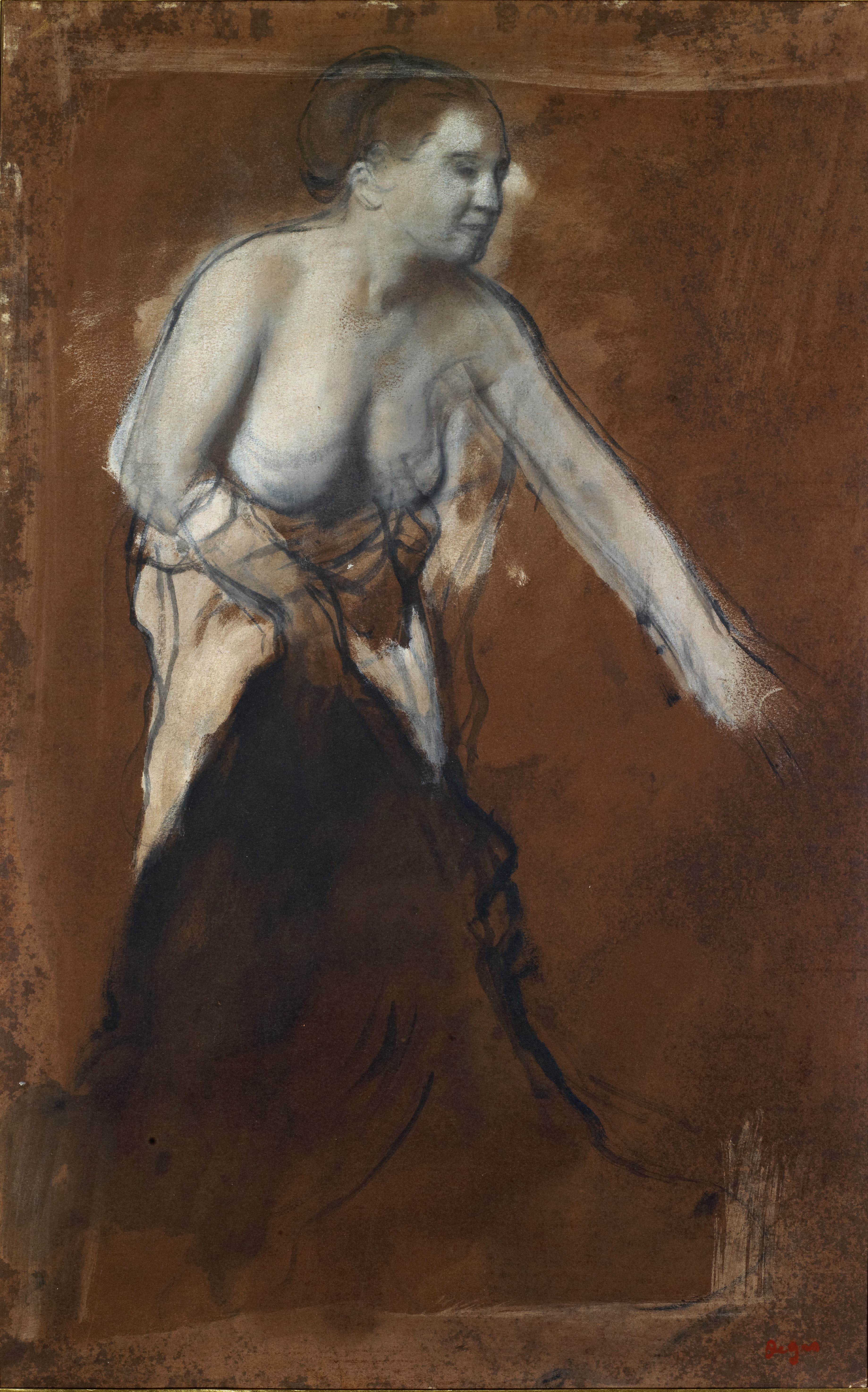 《裸露躯干的站立女性形象（年轻女子在盥洗室）》（Standing Female Figure with Bared Torso (Young Woman at Her Toilette)）｜埃德加·德加 Edgar Degas｜1866–1868