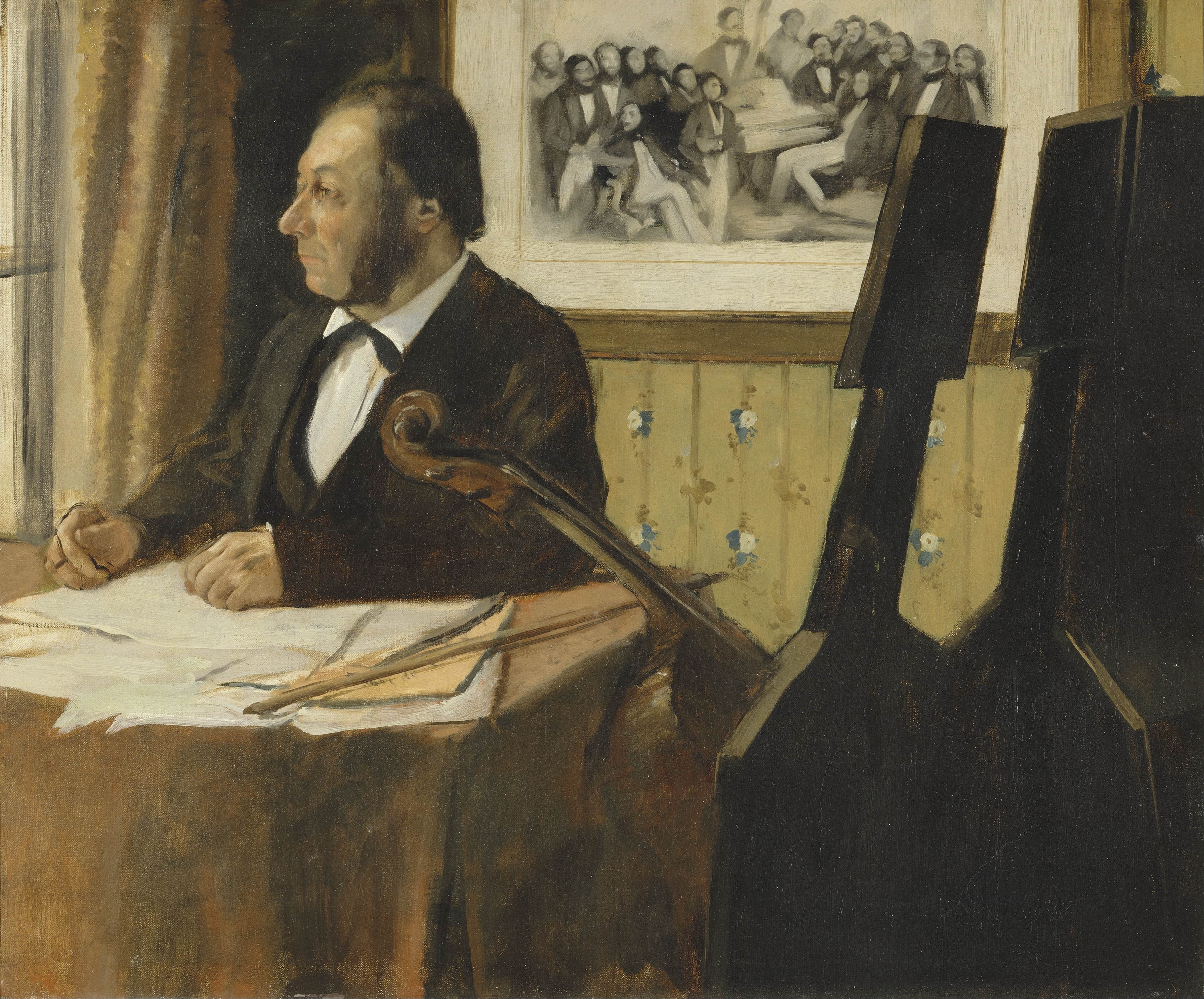 《大提琴家皮莱特》（The Cellist Pilet）｜埃德加·德加 Edgar Degas｜between 1868–1869