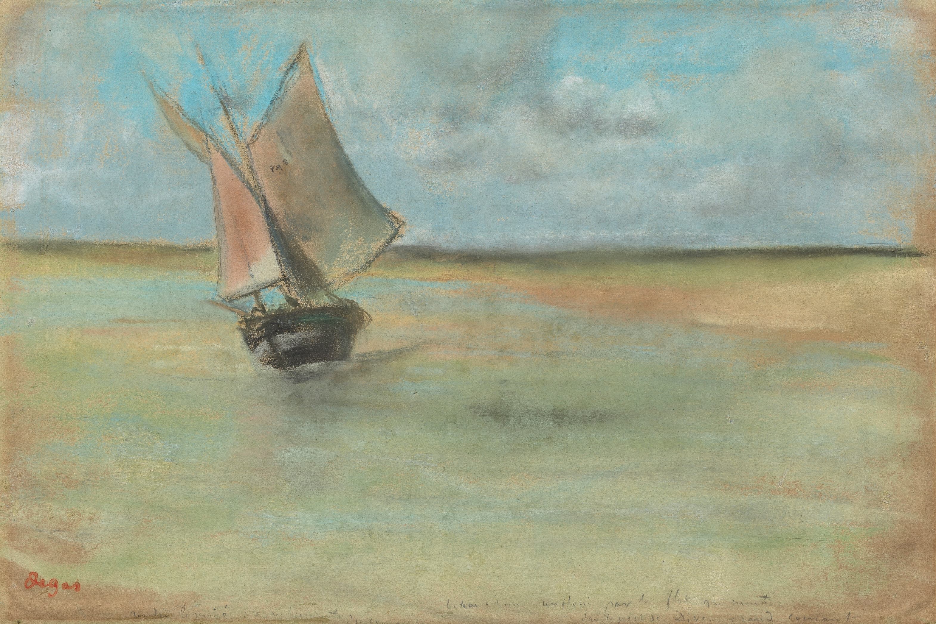 《迪沃港入口的渔船》（Fishing boats at the entrance to the port of Dives）｜埃德加·德加 Edgar Degas｜1869