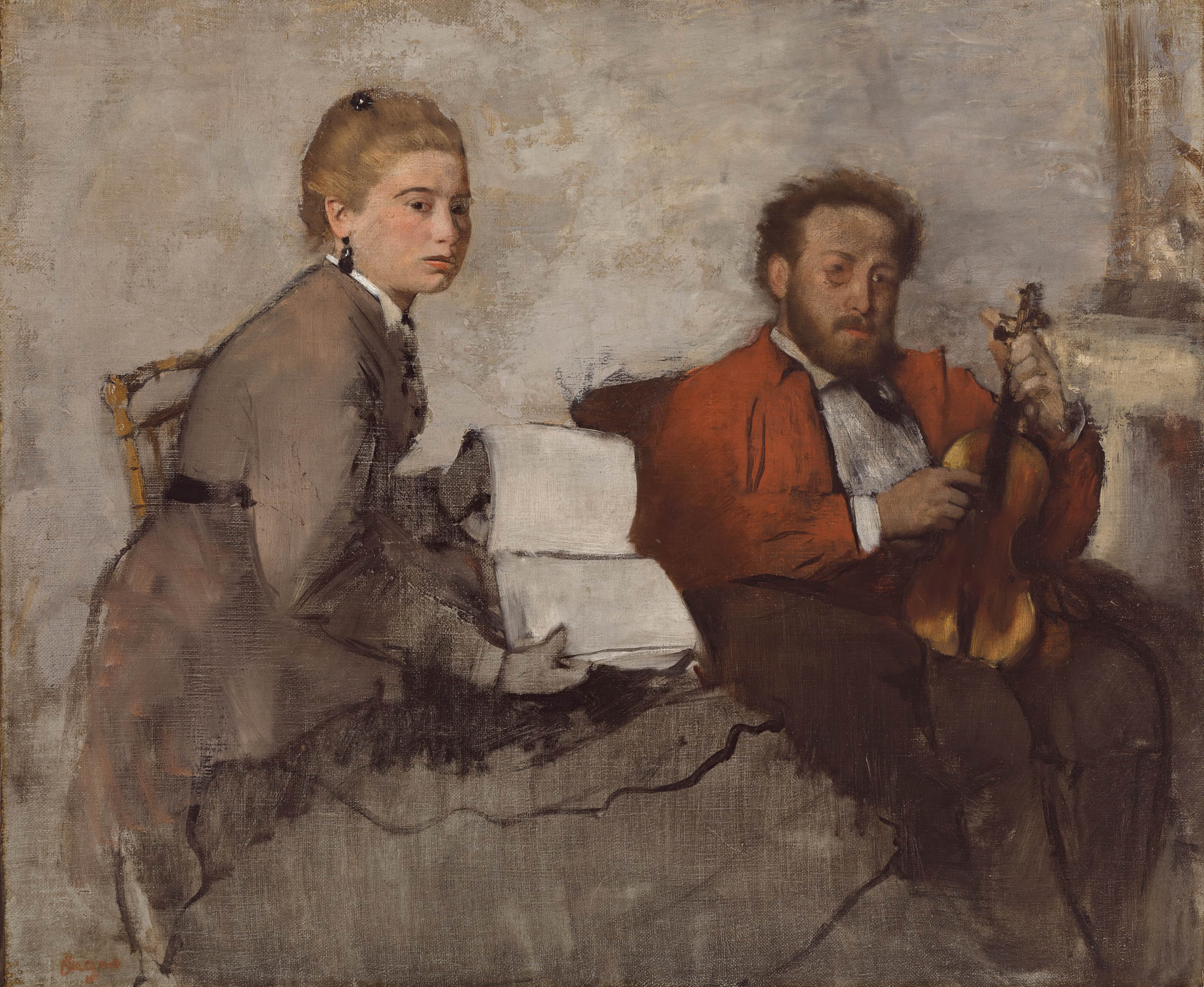 《小提琴家和年轻女子》（Violinist and Young Woman）｜埃德加·德加 Edgar Degas｜约. 1871