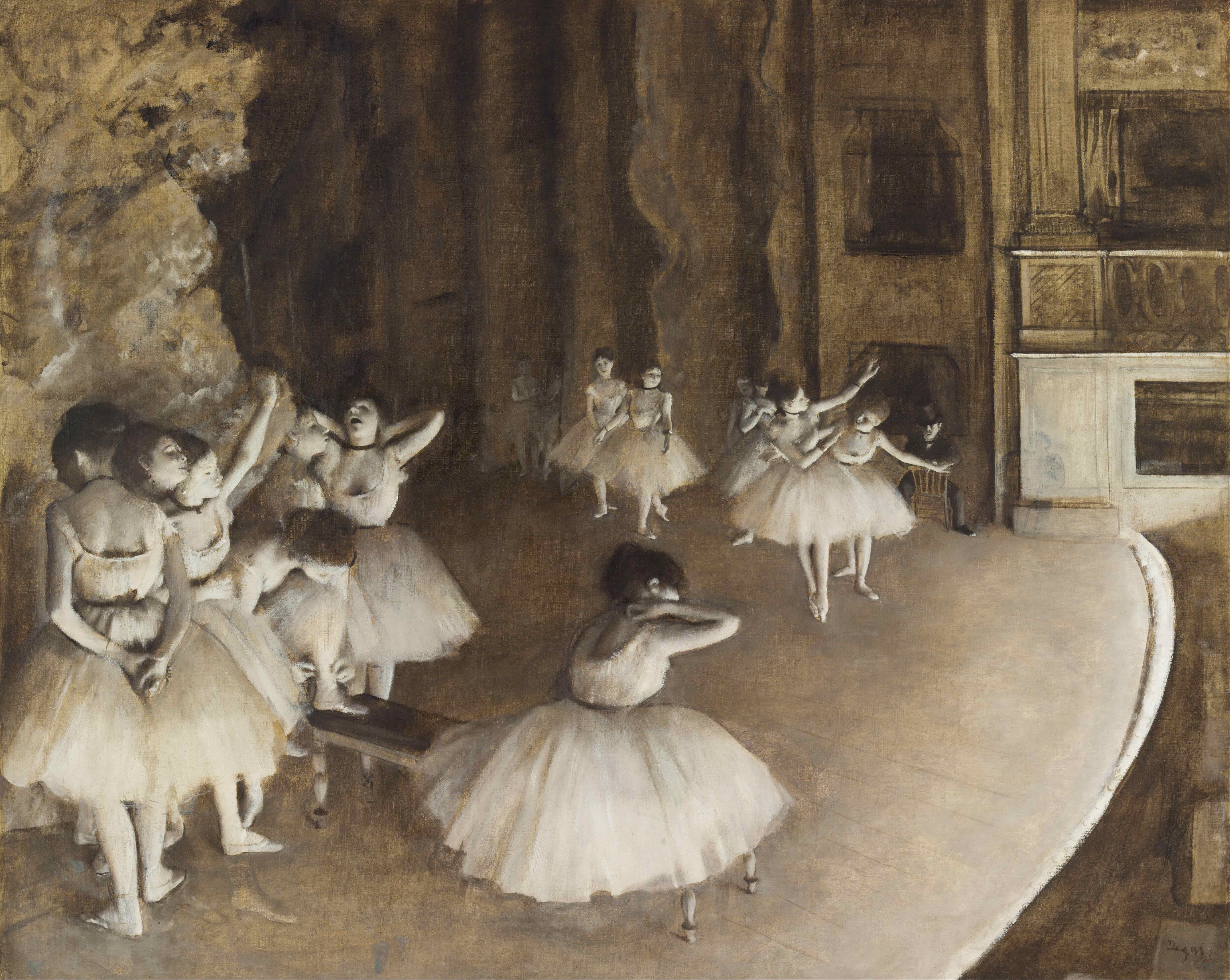 《芭蕾舞剧的舞台排练》（The Rehearsal of the Ballet on Stage）｜埃德加·德加 Edgar Degas｜1874