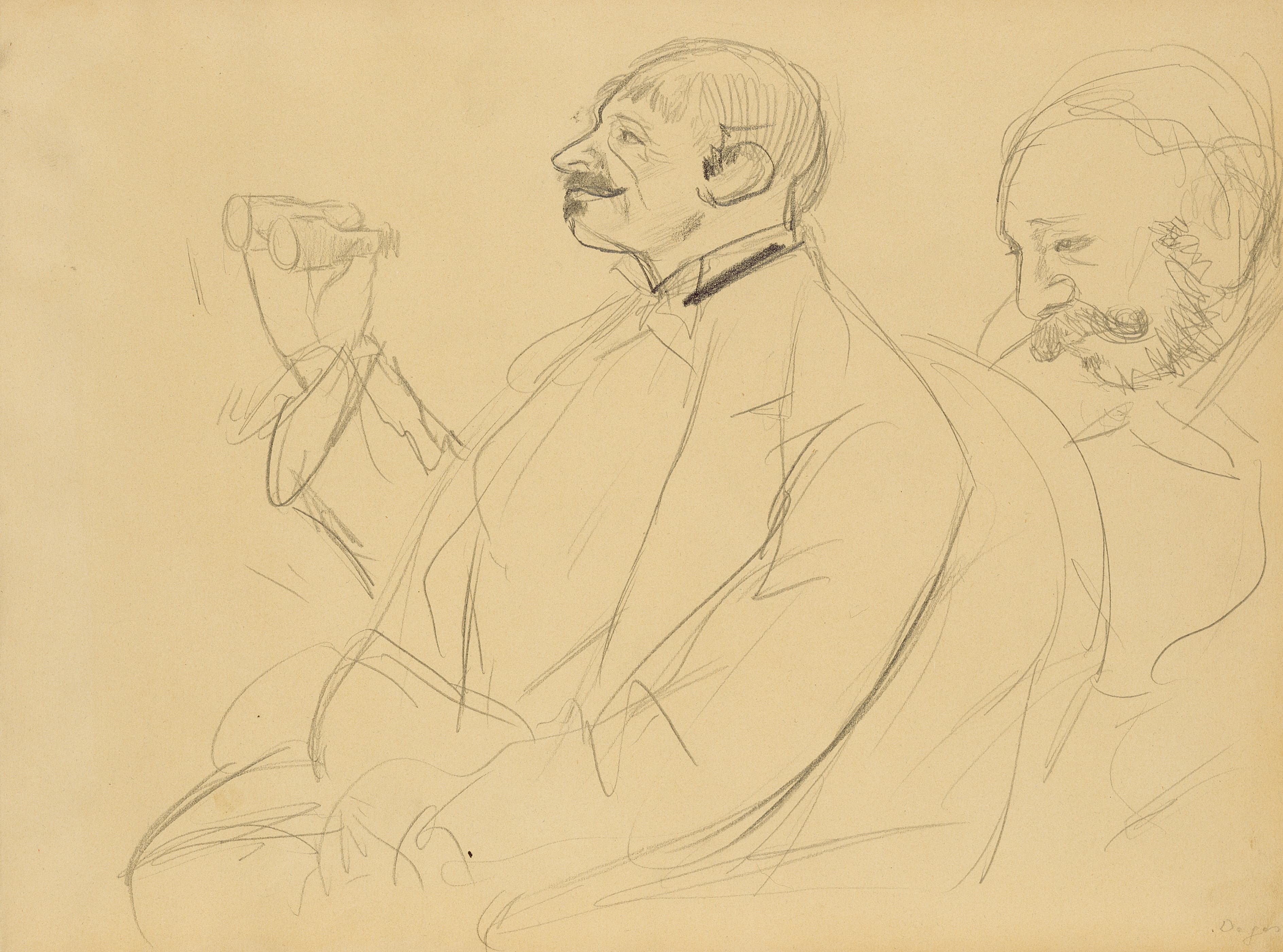 《歌剧迷和欧内斯特·雷耶》（Opera Fan and Ernest Reyer）｜埃德加·德加 Edgar Degas｜1877