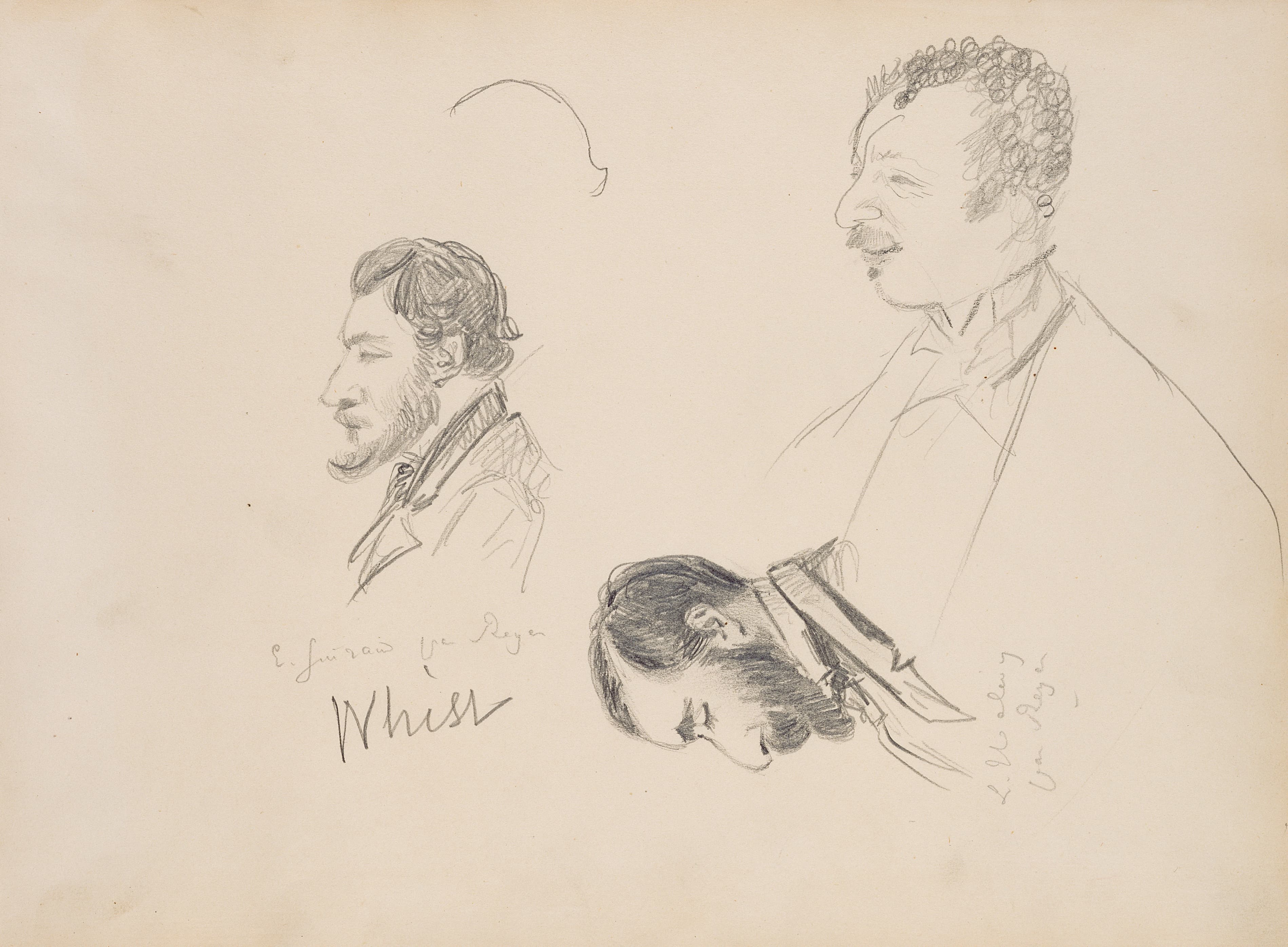 《男性侧面素描》（Sketches of Men in Profile）｜埃德加·德加 Edgar Degas｜1877