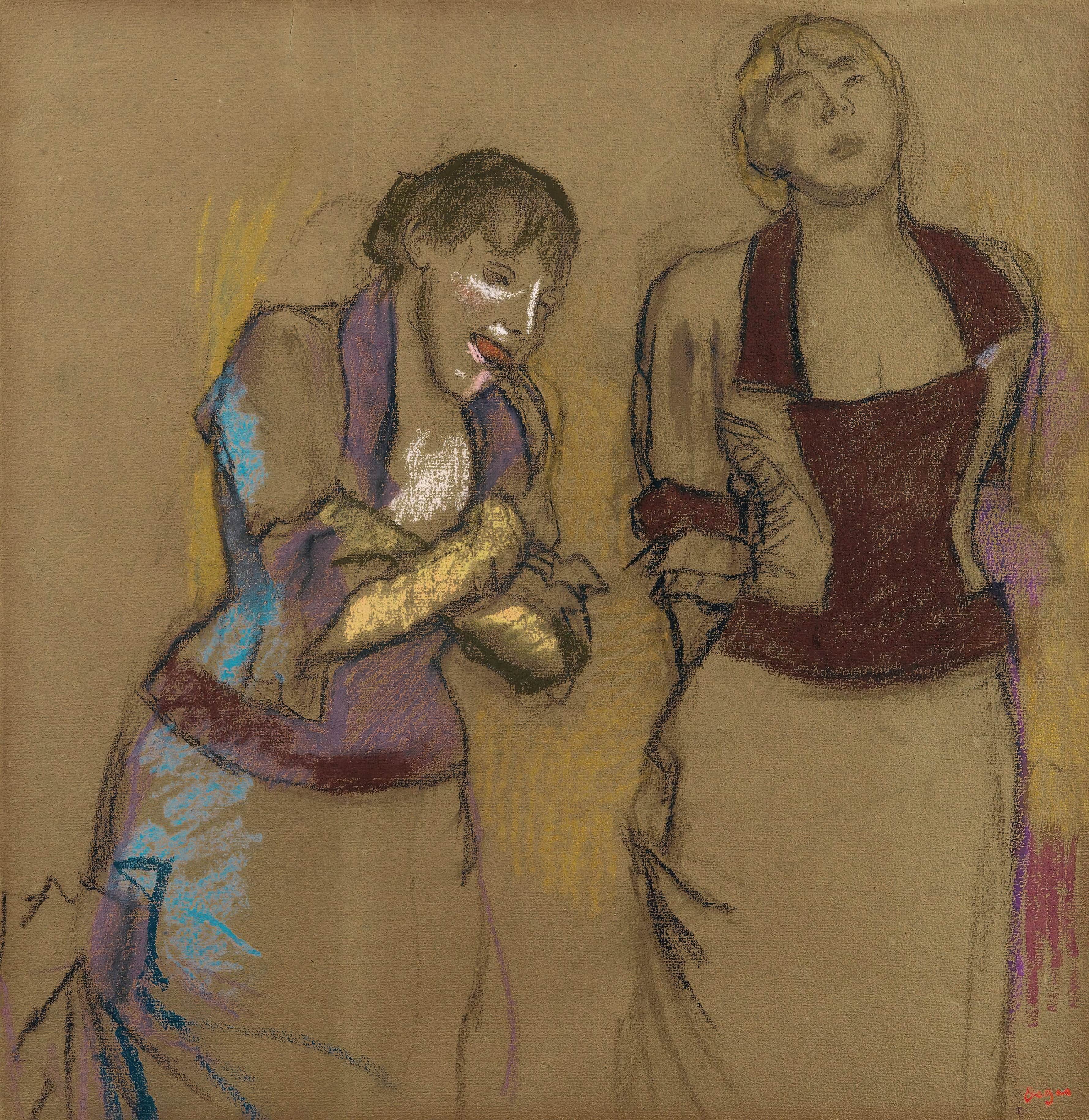 《在咖啡馆音乐会上，两位歌手》（At the Café-Concert, Two Singers）｜埃德加·德加 Edgar Degas｜1878–1880