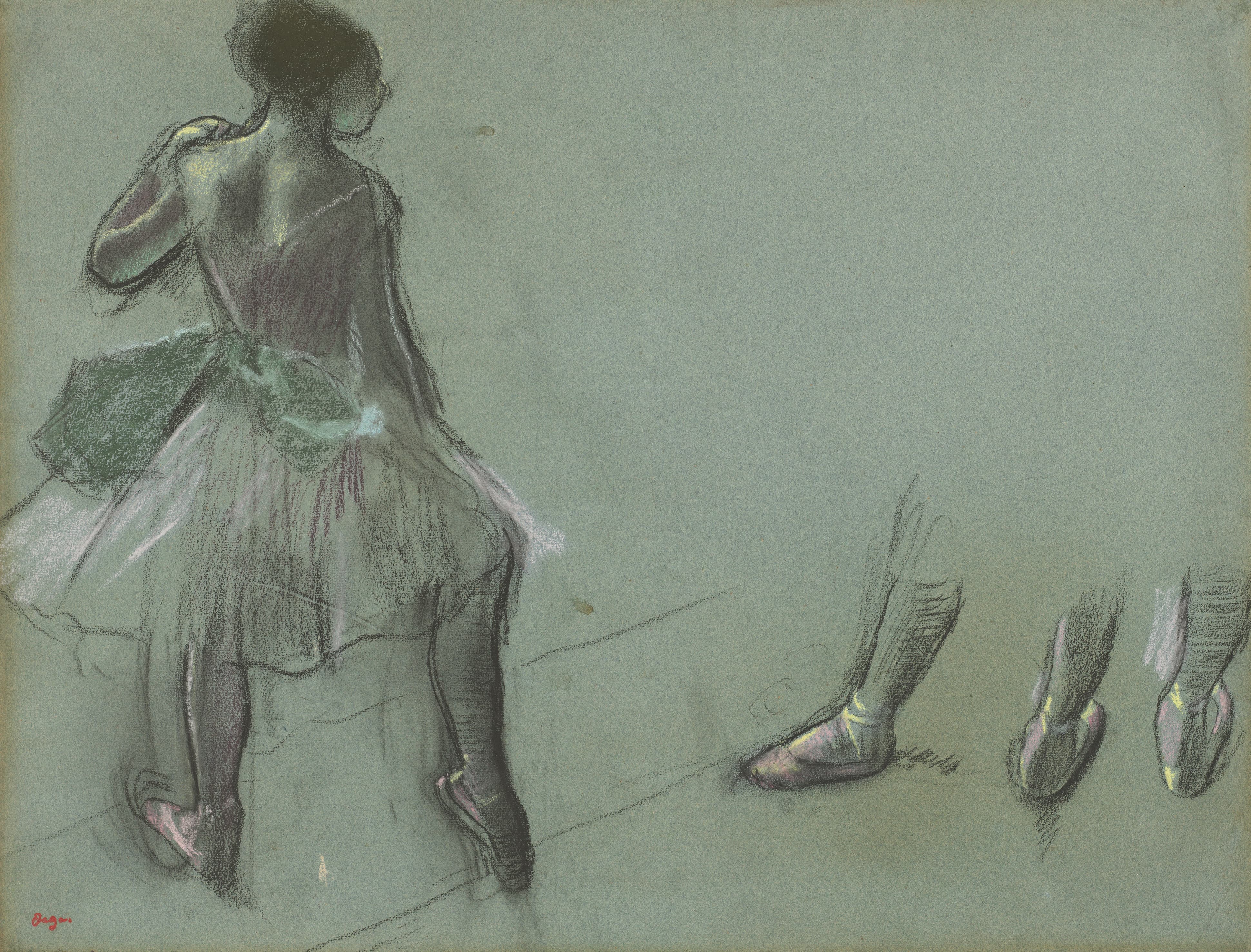 《从后面看舞者和脚的三研究》（Dancer Seen from Behind and Three Studies of Feet）｜埃德加·德加 Edgar Degas｜约. 1878