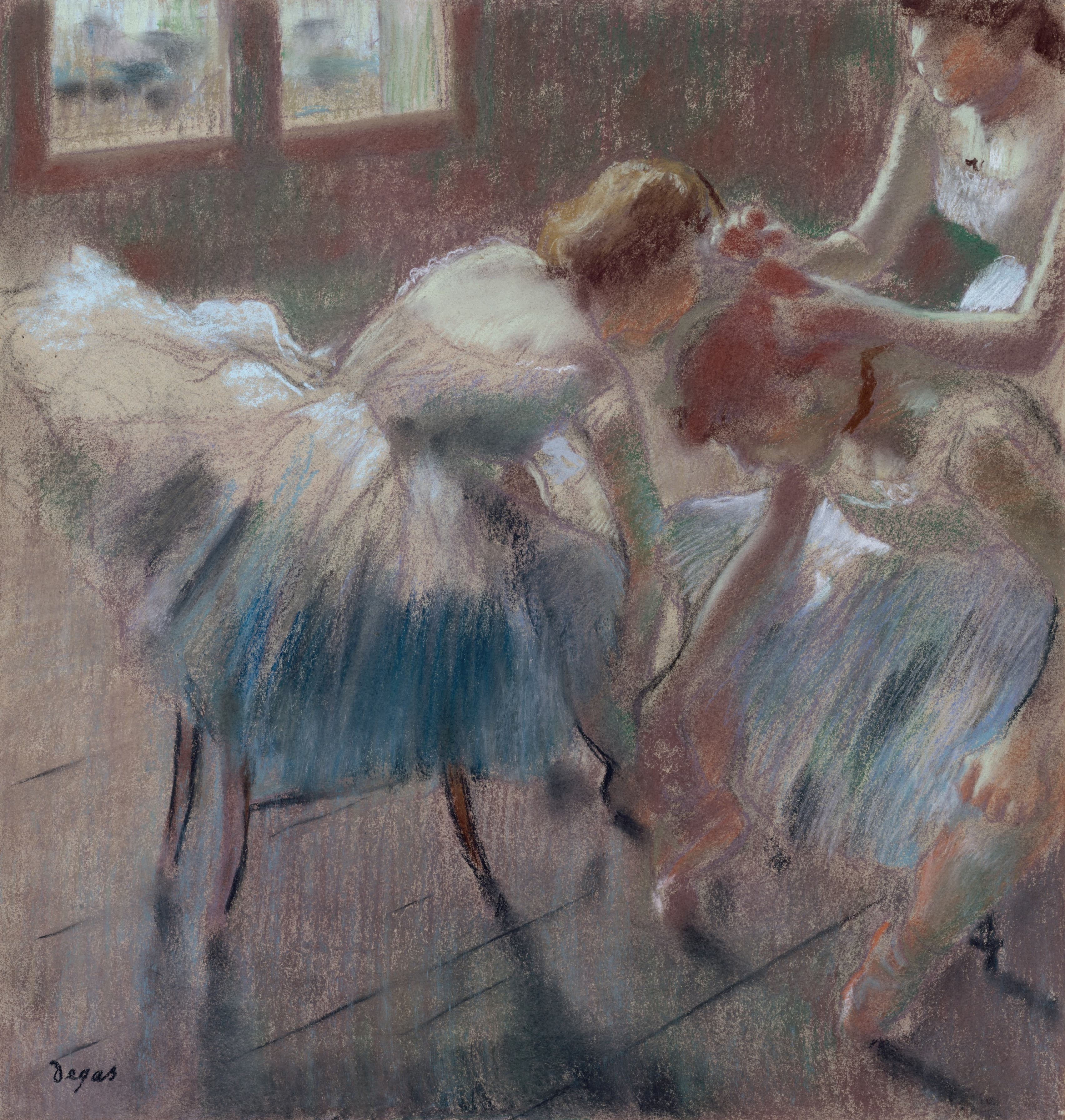 《三位舞者准备上课》（Three Dancers Preparing for Class）｜埃德加·德加 Edgar Degas｜after 1878