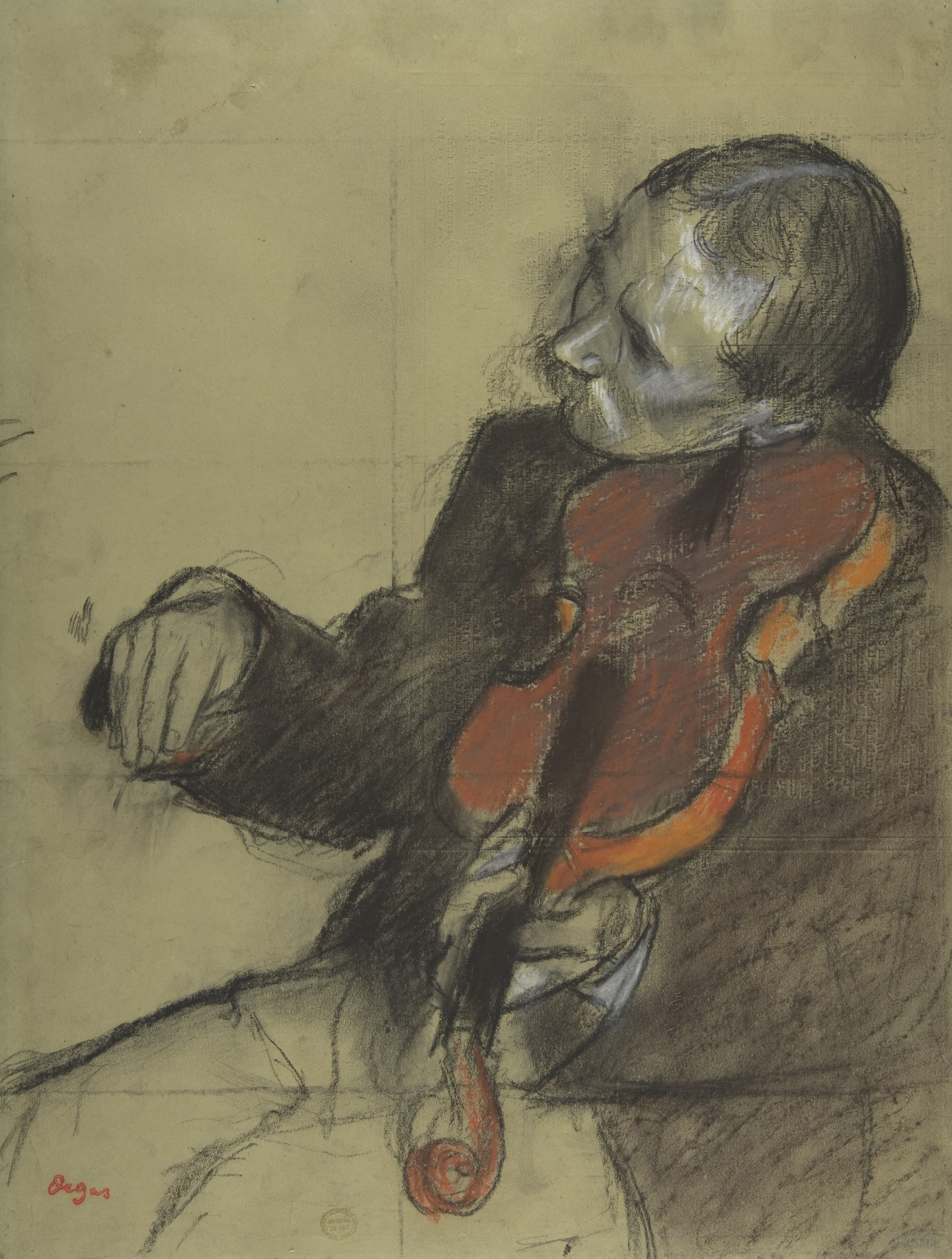 《小提琴家，学习《舞蹈课》》（Violinist, Study for ‘The Dance Lesson'）｜埃德加·德加 Edgar Degas｜约 1878–79